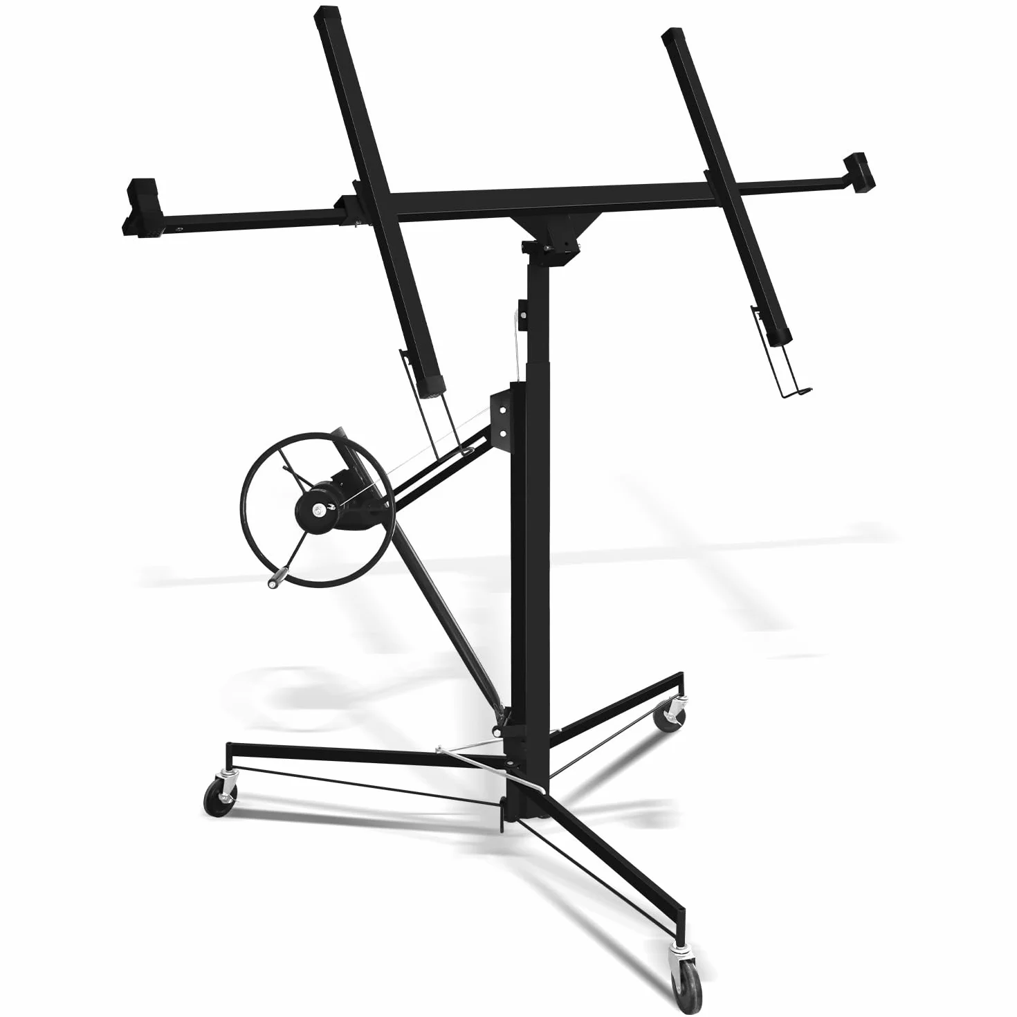 Podnośnik do płyt gipsowo-kartonowych, udźwig 68 kg, czarny, XXL, wysokość robocza 140 cm – 350 cm, maks. szerokość ramienia obciążeniowego 290 cm, regulacja wysokości