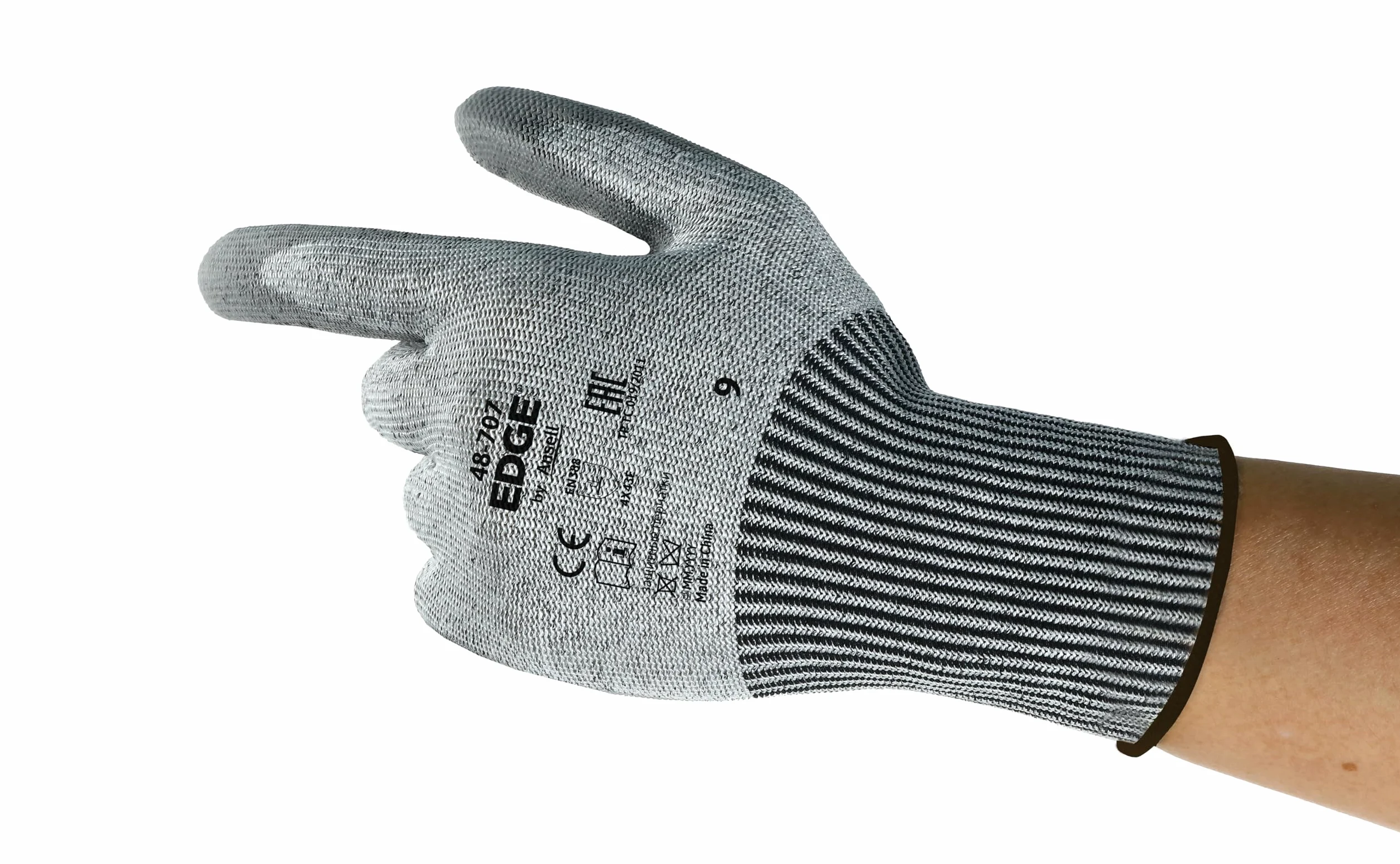 Ansell Edge 48-707 Robocze rękawice do ochrony mechanicznej, Rozmiar 9 (L), Szary (12 Par)