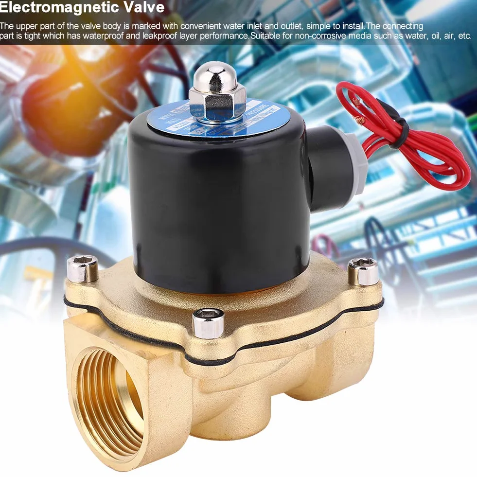 Elektryczny zawór elektromagnetyczny, 1" BSPP 2W250-25 Mosiężny elektryczny zawór elektromagnetyczny Wodoodporny, szczelny, normalnie zamknięty zawór do oleju wodno-powietrznego (2W-250-25 24V)