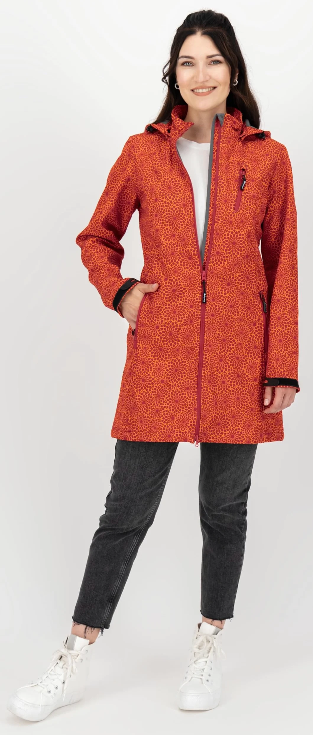 DEPROC A.C.T.I.V.E Płaszcz softshell Kobiety Damen Softshellmantel Mit Abnehmbarer Kapuze Übergangsjacke Kurzmantel Shelby Long