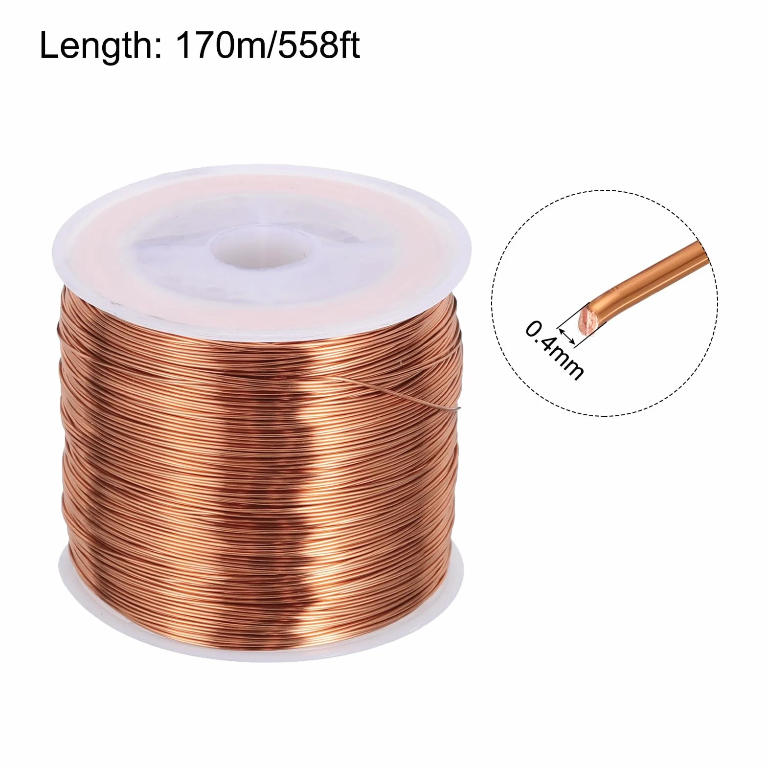 QUARKZMAN Drut magnetyczny 0,4 mm 558 stopa szpula drutu magnetycznego emaliowany drut miedziany emaliowany 200g 155C do transformatorów indukcyjnych