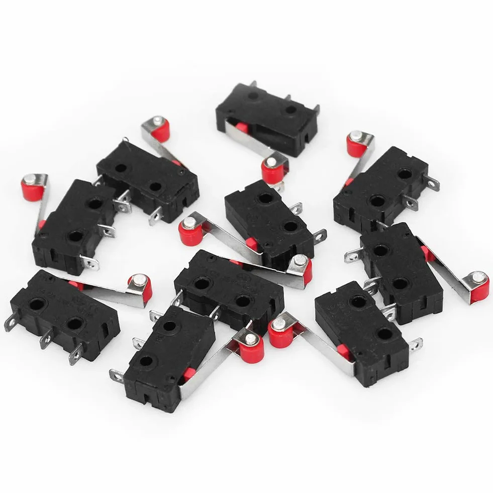 10 sztuk Micro Roller Limit Switch Chwilowy długi zawias szybkie działanie AC 250V 5A SPDT Snap Micro Quick Action Przełącznik