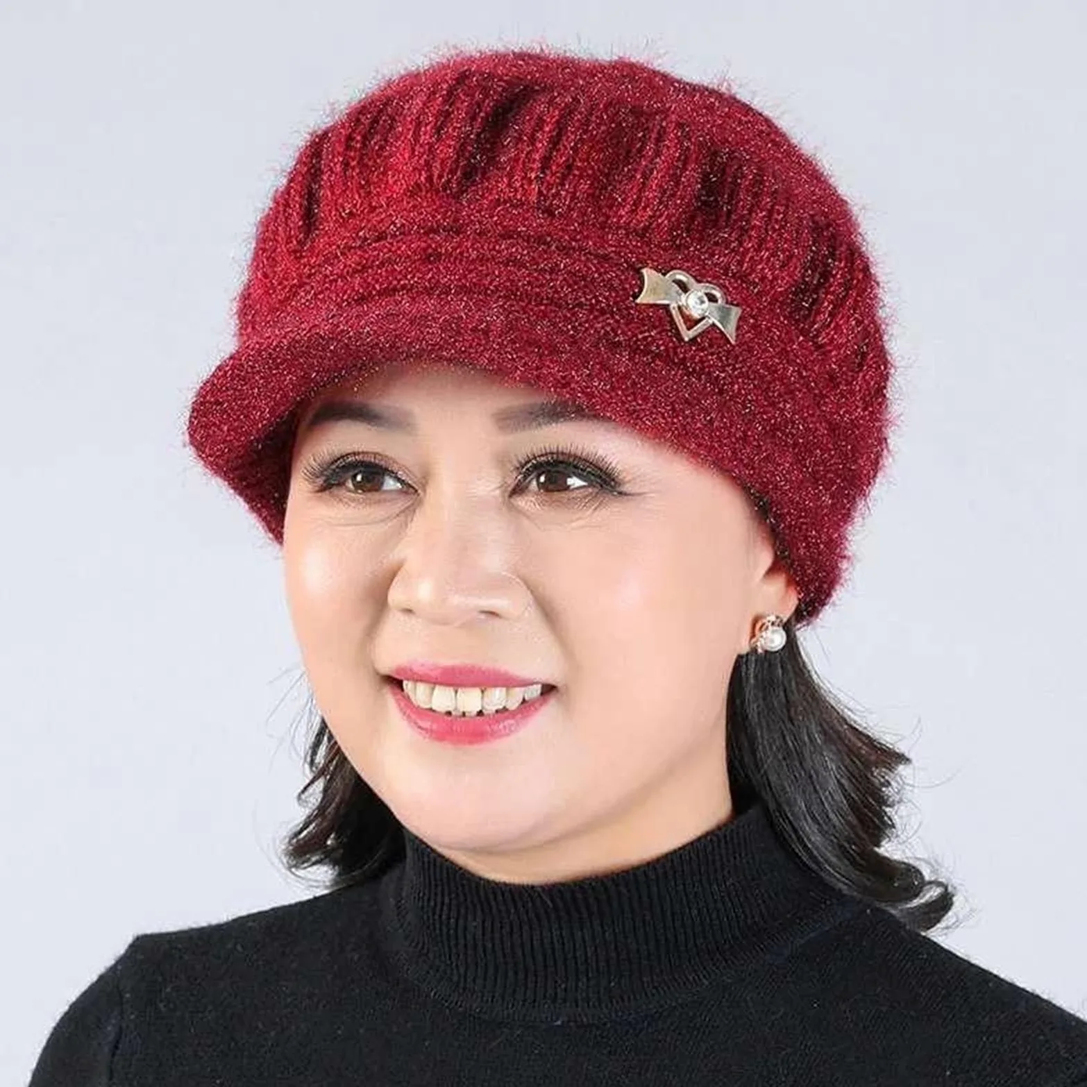 2-pak Dla Mamy W Średnim Wieku, Starsze Kobiety, Starsze Panie, Ciepła, Zimowa Czapka Z Polaru, Czapka Beanie Z Daszkiem, Dzianinowe Czapki Gazeciarza, Śnieg