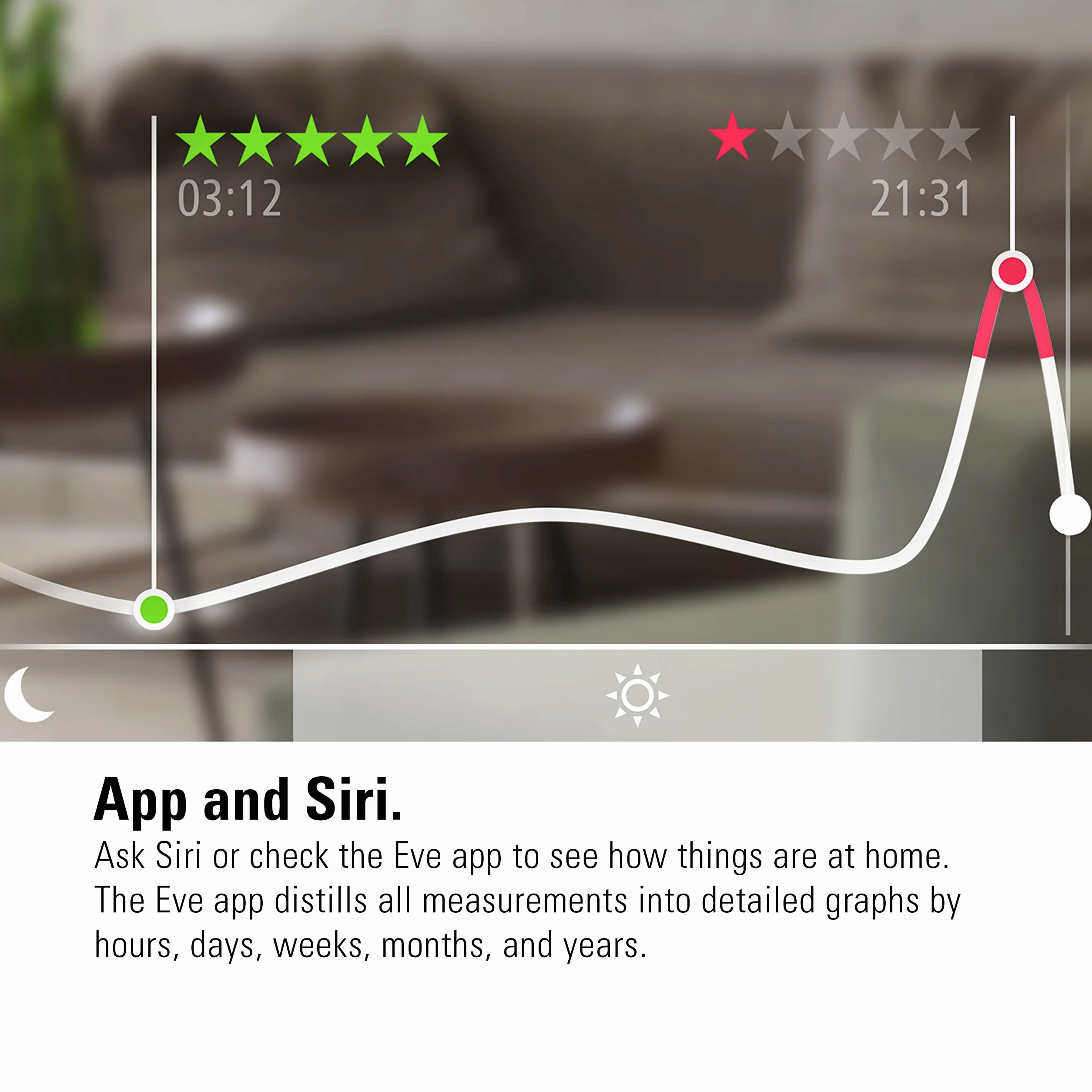 Eve Pomieszczenie: Czujnik jakości powietrza do monitorowania jakości powietrza (LZO), temperatury i wilgotności, technologia Apple HomeKit, Bluetooth, gwint