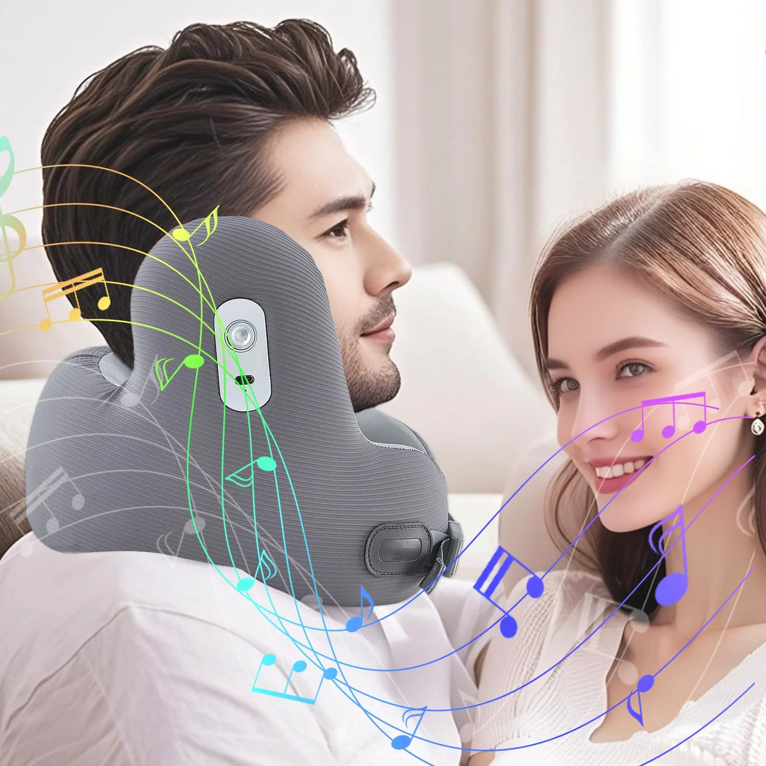 Poduszka pod kark samolot, poduszka do spania kark w podró?y – ergonomiczna poduszka z bezprzewodowym zestawem s?uchawkowym dla kobiet m? ?czyzn dzieci podró?uj?cych do studia ?pi?cych poci?gu