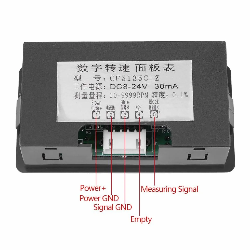 Tachometr, Fydun 4 cyfrowy czerwony / niebieski tachometr LED RPM prędkościomierz + czujnik zbliżeniowy holu NPN (czerwony)
