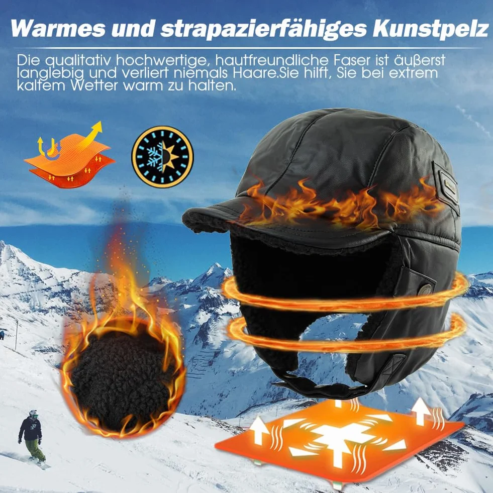 Comhats Ciepła czapka traperska męska czapka zimowa ze sztucznej skóry kapelusz unisex czapka lotnicza czapka futrzana