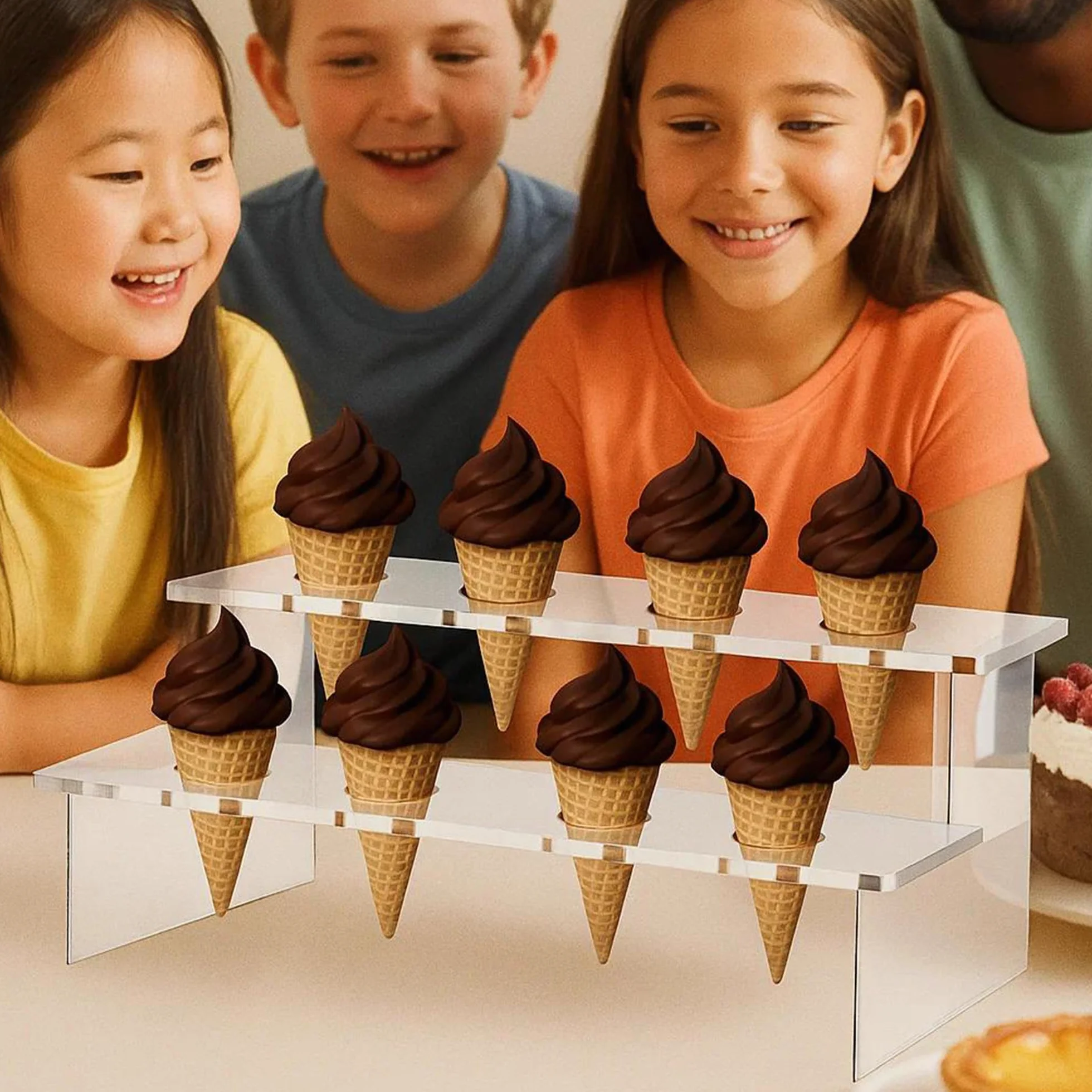 Akrylowy Stoisk Na Lody, 8-Otworowy, Wykonany z Materiału Akrylowego, Przezroczysty i Przezroczysty, Nadaje Się Do Ślubów, Przyjęć Urodzinowych, Kawiarni, Sklepów z Deserami (prostokątny)