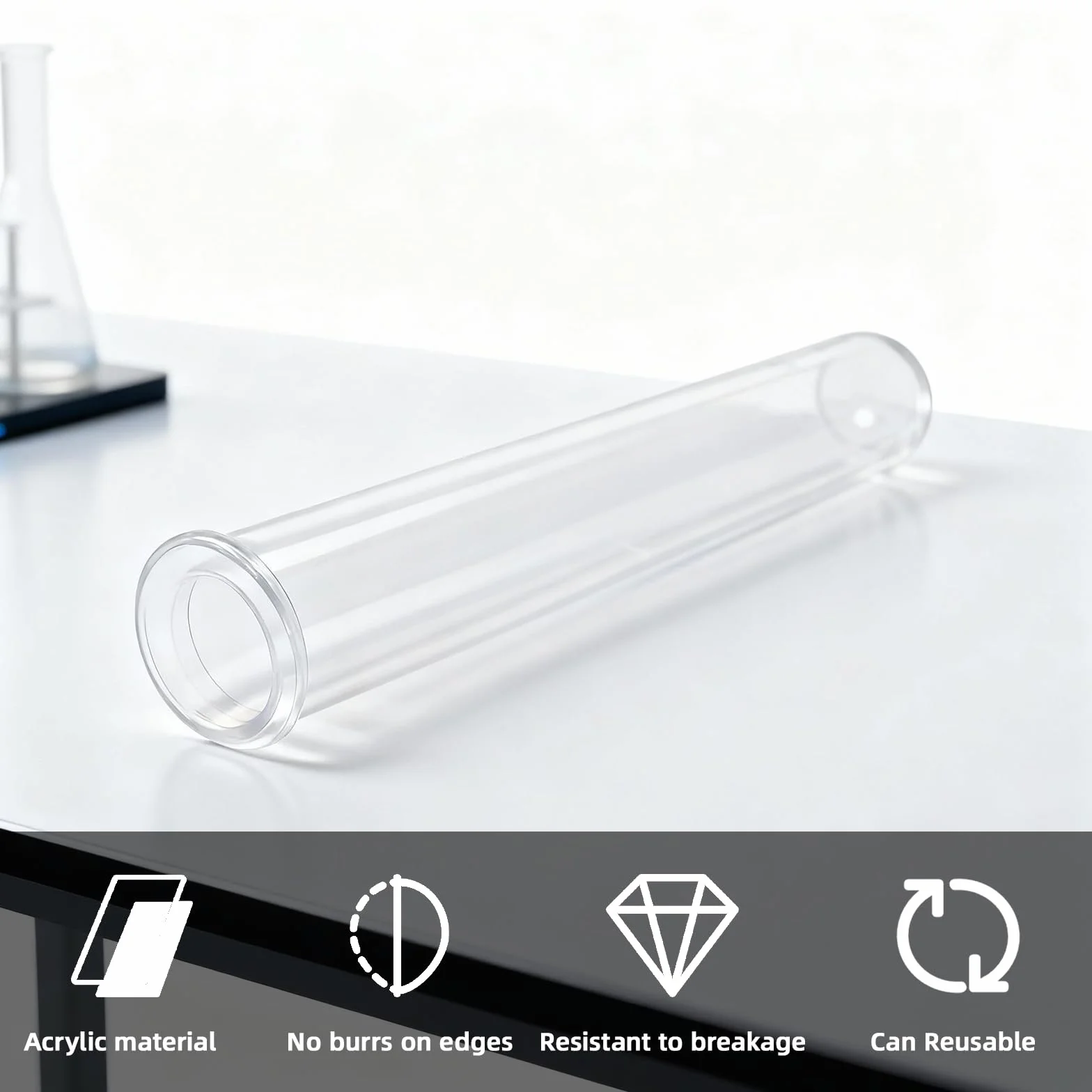 Akrylowe probówki przezroczyste 12 cm do laboratorium chemii biologii