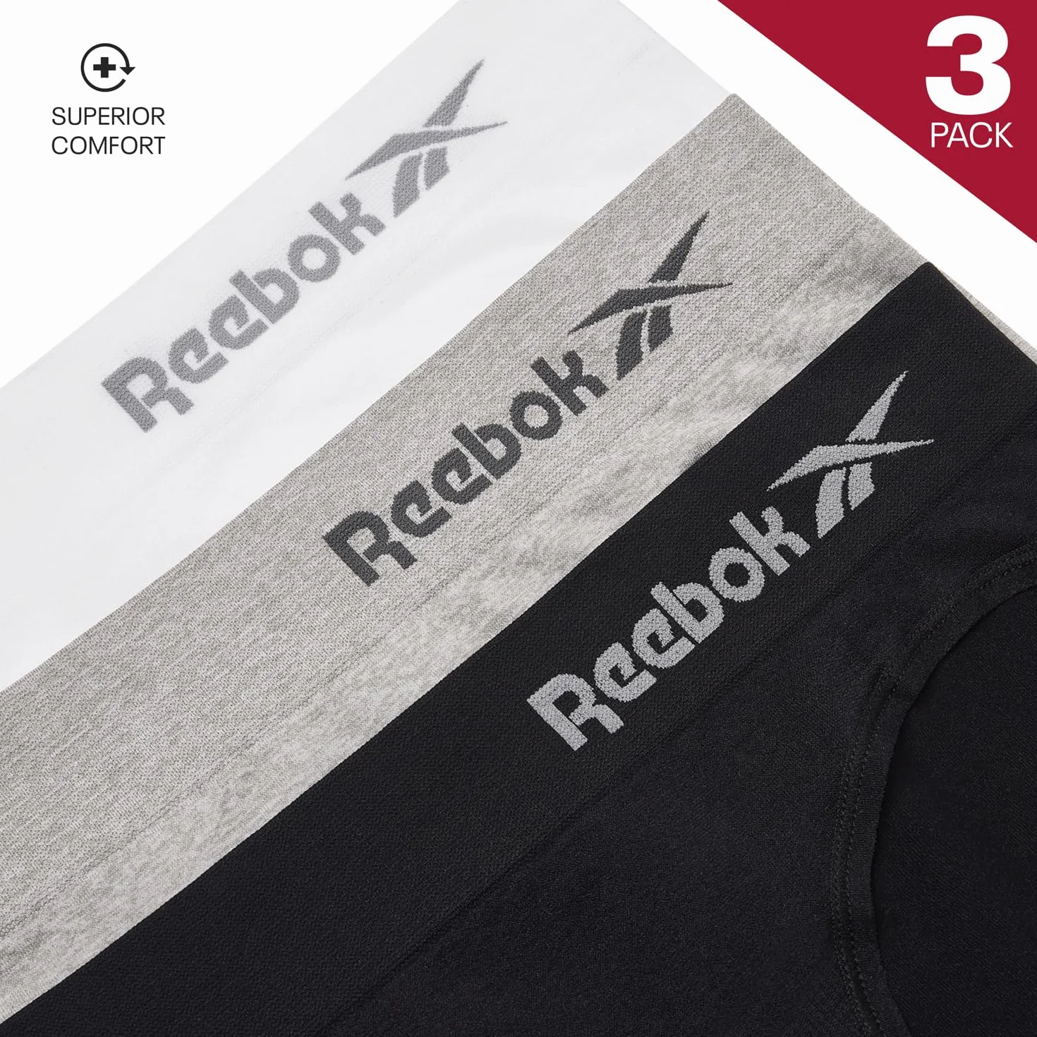 Reebok Damen Raina Damenunterwäsche 3er Pack, Czarny/biały/szary marl, S