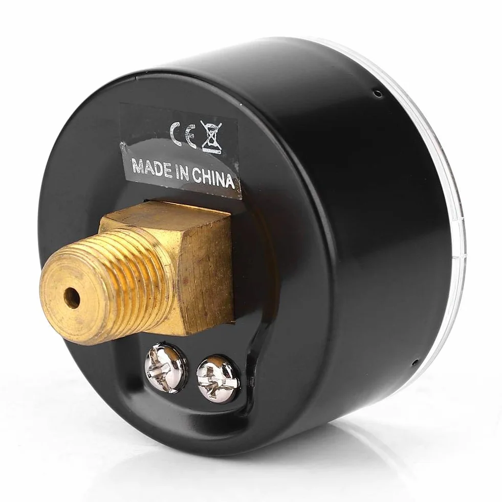 Manometr, tarcza 50 mm Osiowy manometr 1/4 BSPT z mosiądzu Manometr powietrza Tylne przyłącze do powietrza, wody, oleju, gazu (0-100 psi 0-7 bar)