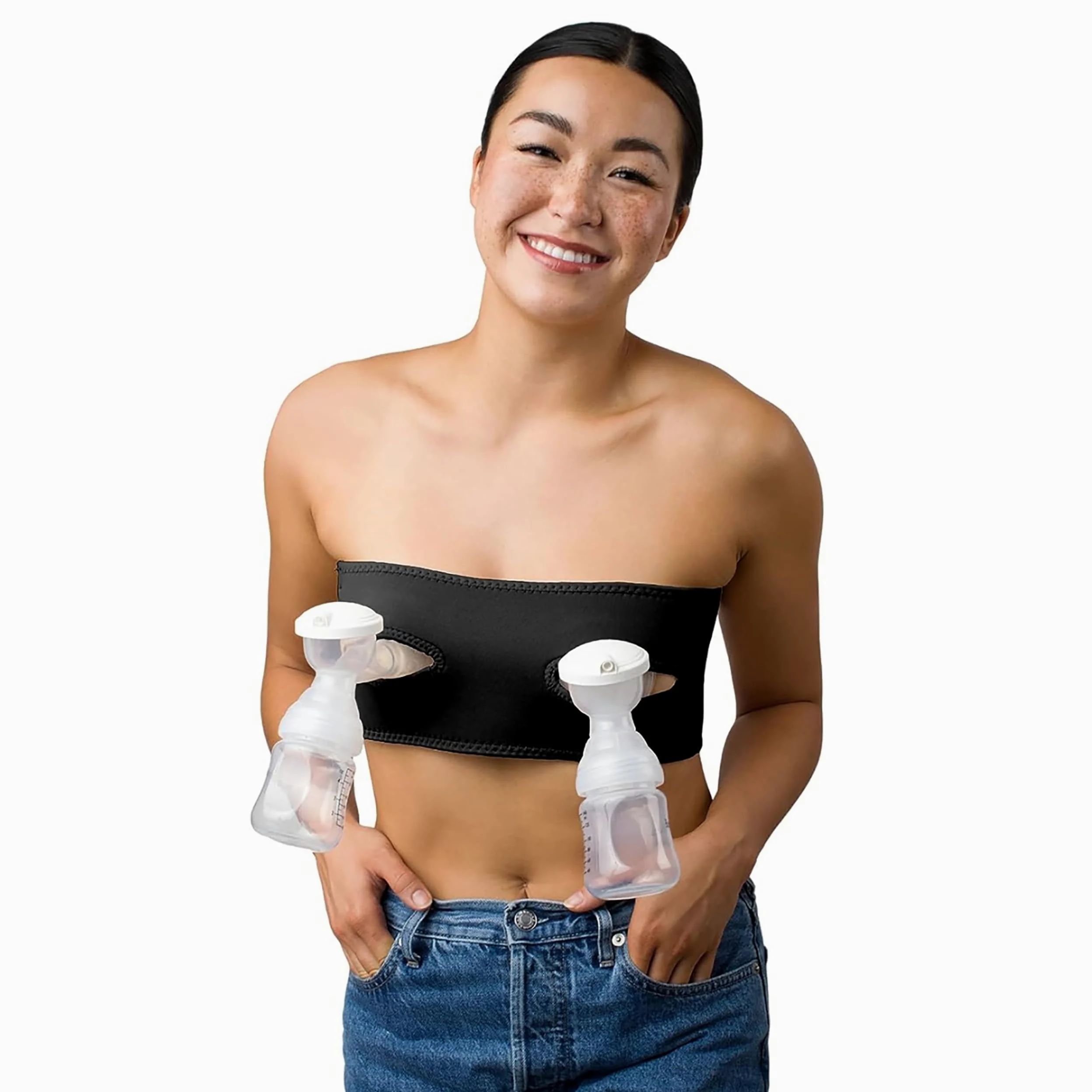 LaVie Stanik Kobiety Pump Strap Hands Free Pumping Bra | Strapless, Wireless, Adjustable | Maternity Bra For Multitasking And Compression