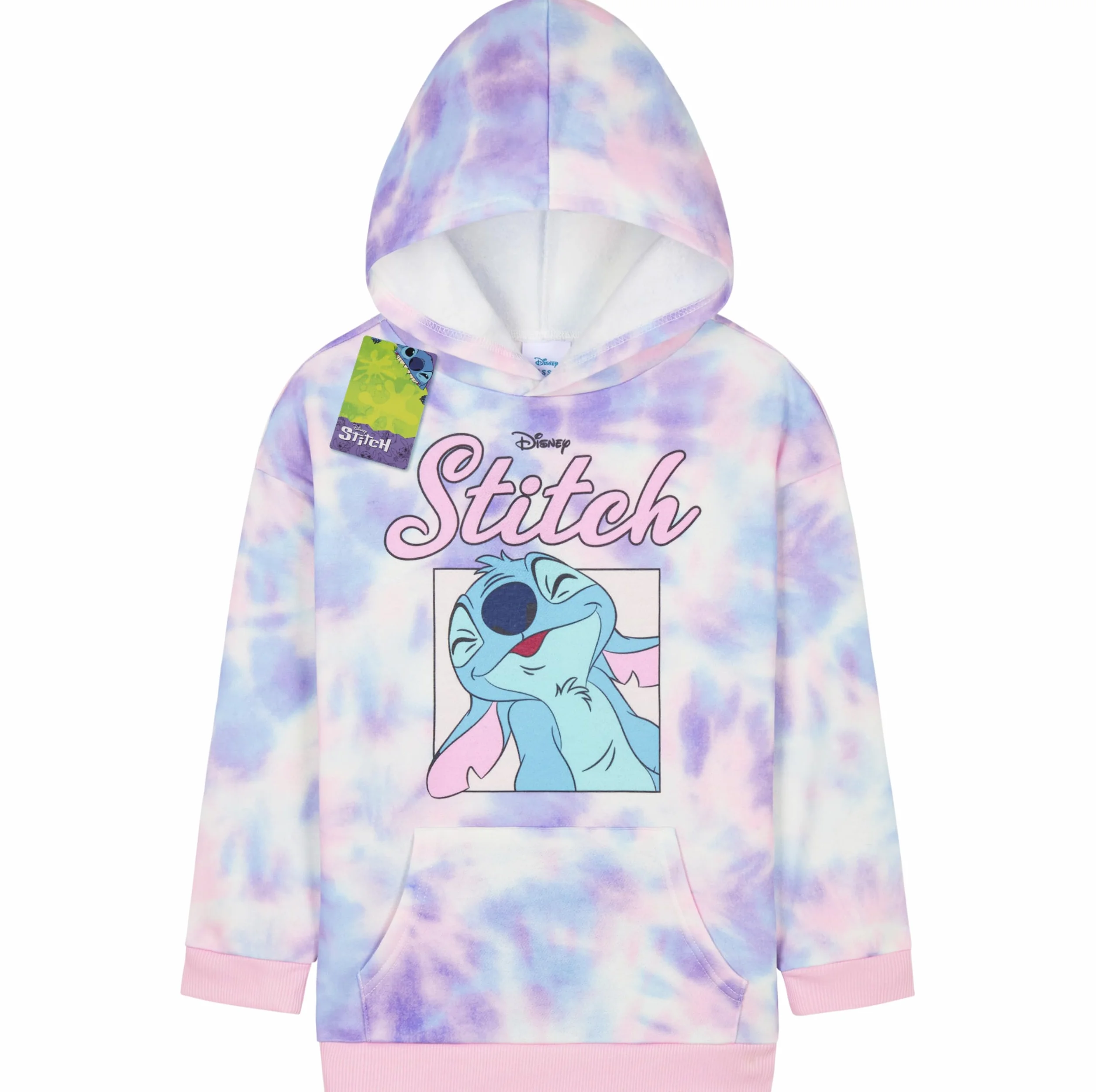 Bluza z kapturem Disney Stitch dla dziewcząt 3D uszy kangur kieszeń tie dye