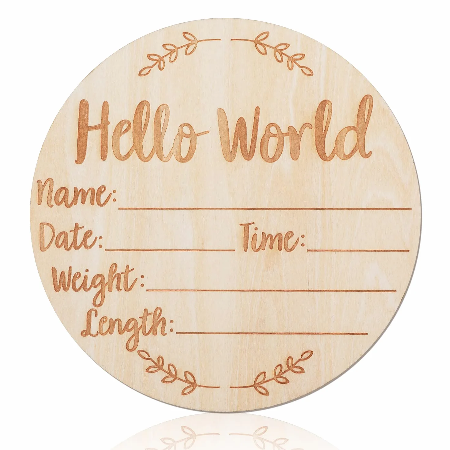 Drewniany Znak Ogloszenia Dziecka, 15cm Baby Announcement Sign Okragly Nowy Znak Dziecka Witaj Swiat Noworodek Znak Powitalny do Szpitala Zdjecie Rekwizytu Baby Shower Nowi Rodzice (Styl 2)