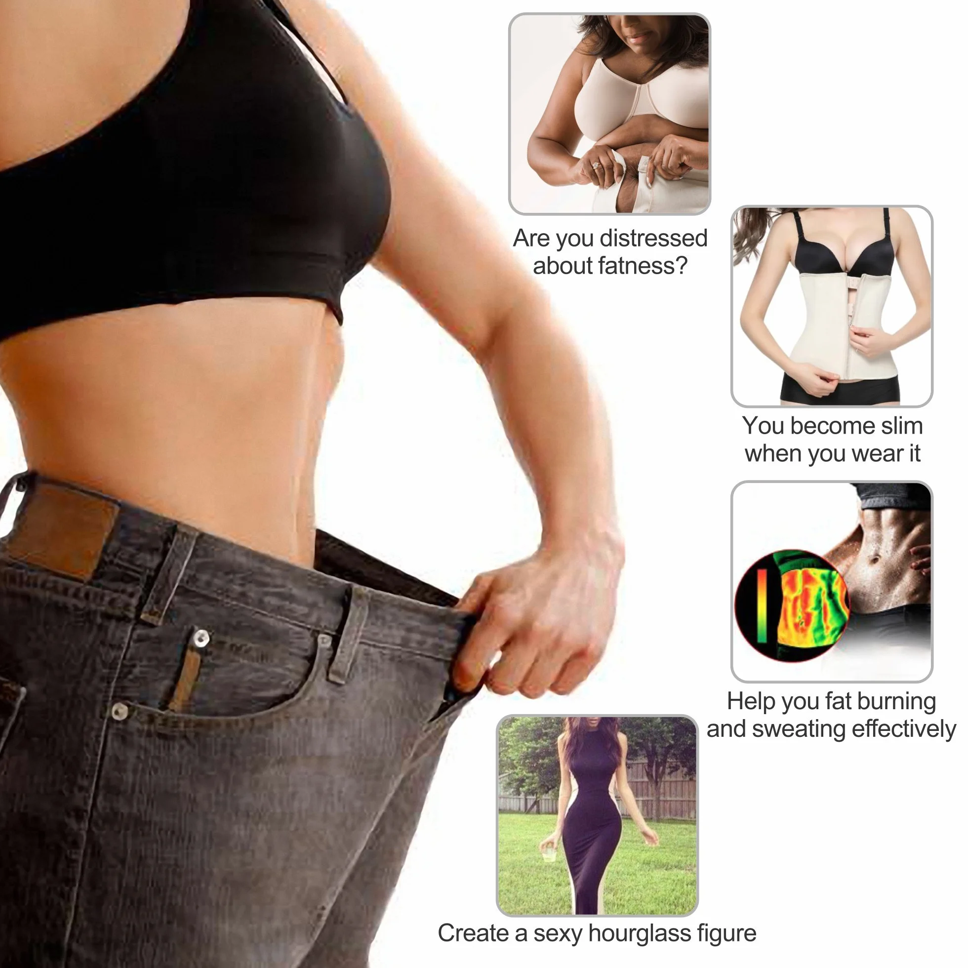 YIANNA Waist Trainer damski gorset wyszczuplający brzuch, zamek błyskawiczny, gorset sportowy