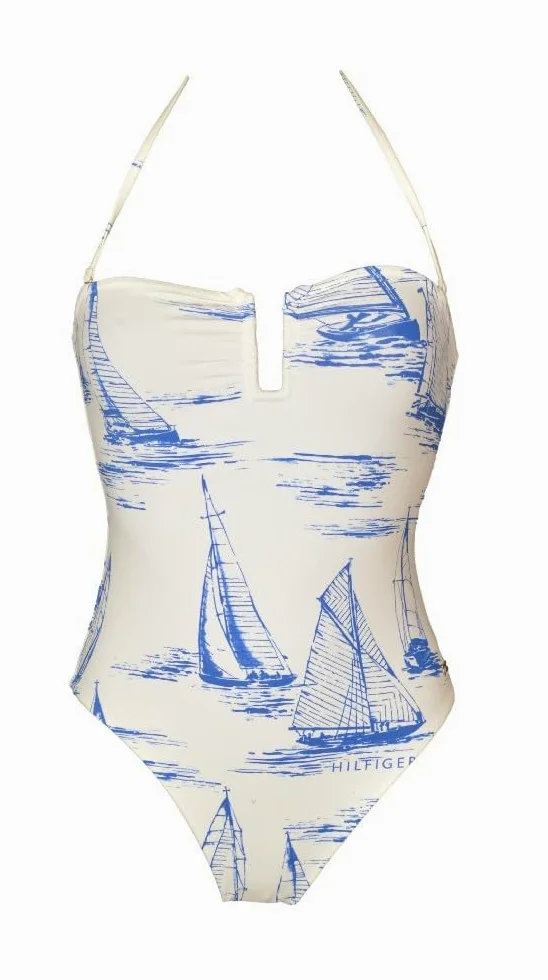 Tommy Hilfiger Damski strój kąpielowy jednoczęściowy strój kąpielowy na plażę lub basen z odpinanym paskiem na szyję XW0XW02982