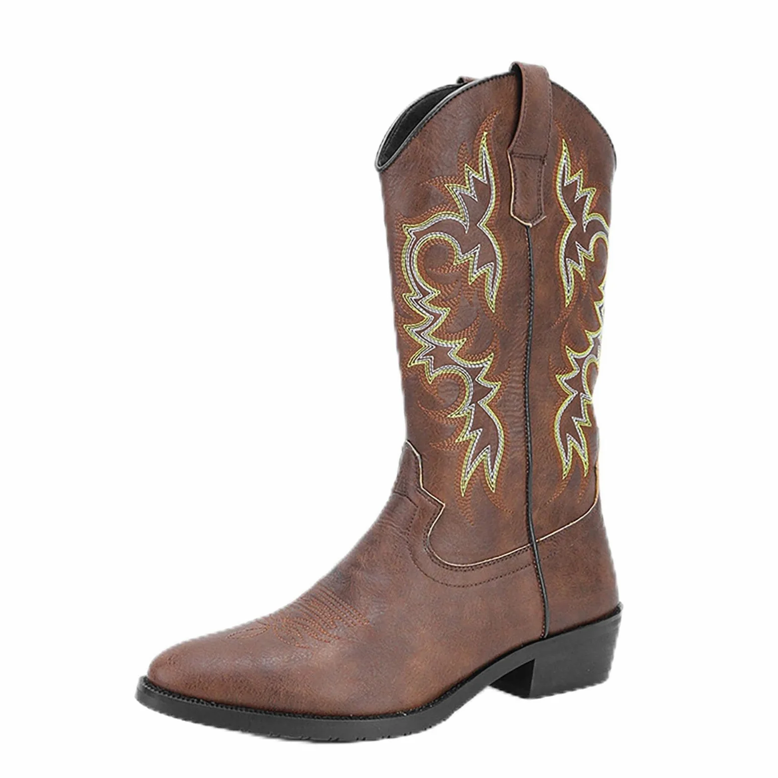 Kowbojskie buty dla mężczyzn szpiczasty nosek postarzane buty robocze haftowane buty zachodnie tradycyjne buty wiejskie