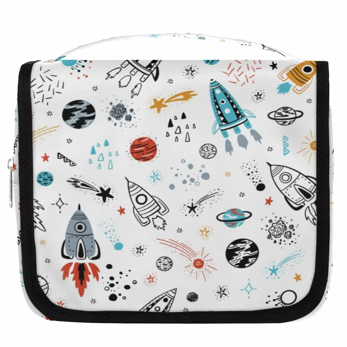 Układ Słoneczny Planeta Podróżna Kosmetyczka Kreskówka Planeta Mycie Torba Unisex Wiszące przybory toaletowe Kosmetyczka Organizer do makijażu, wielobarwny, Jeden rozmiar
