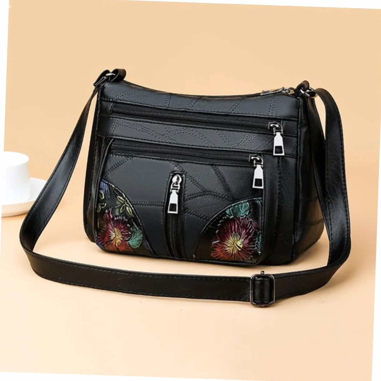 CALLARON Skórzana Torba Na Zewnątrz Damska Torba Na Ramię Modna Torba Typu Crossbody Dla Dziewcząt Kieszenie Na Zamek Błyskawiczny Mini Torby Dla Dziewcząt Czarna