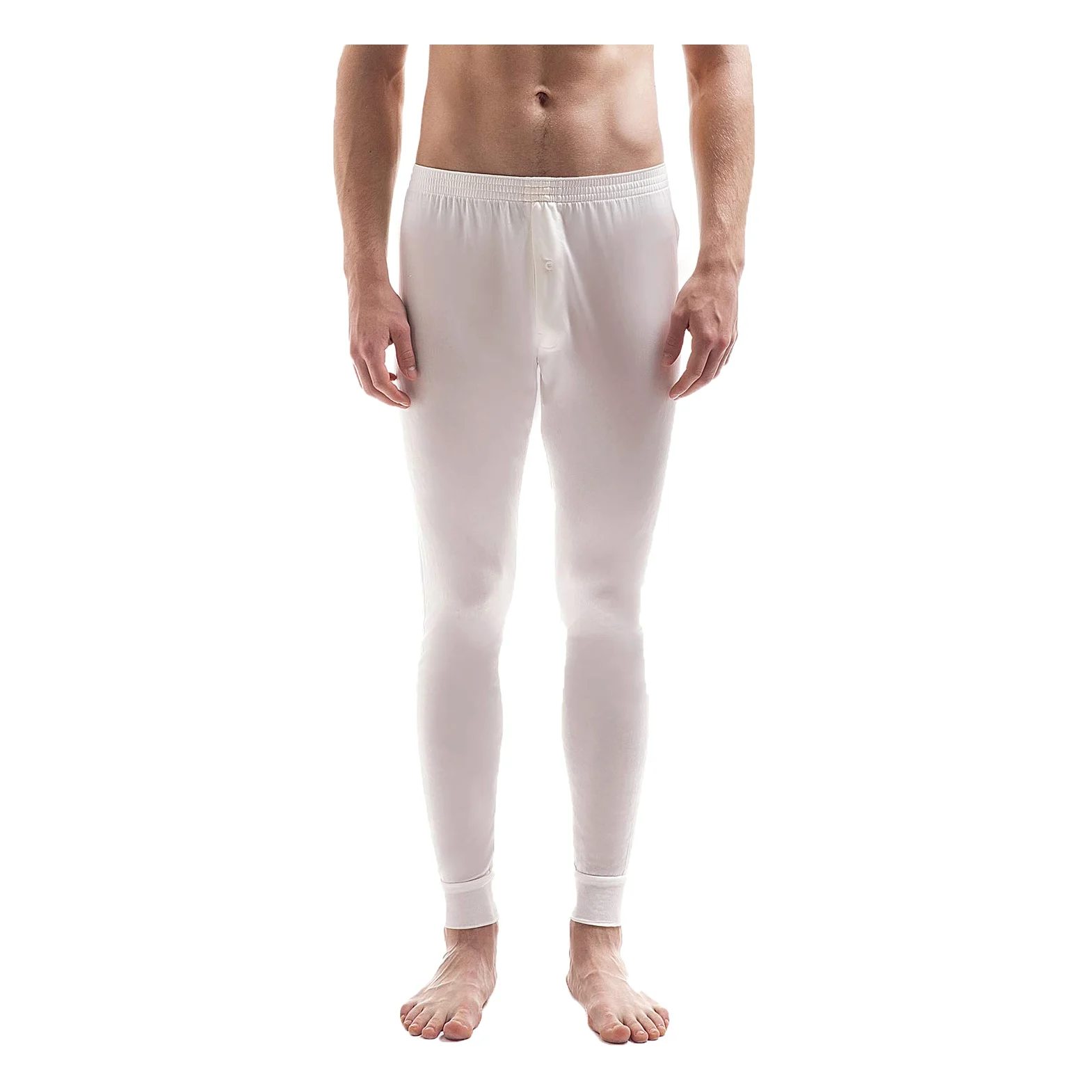 Jasmine Silk Męskie kalesony termiczne z czystego jedwabiu, czarne, kość słoniowa, XL