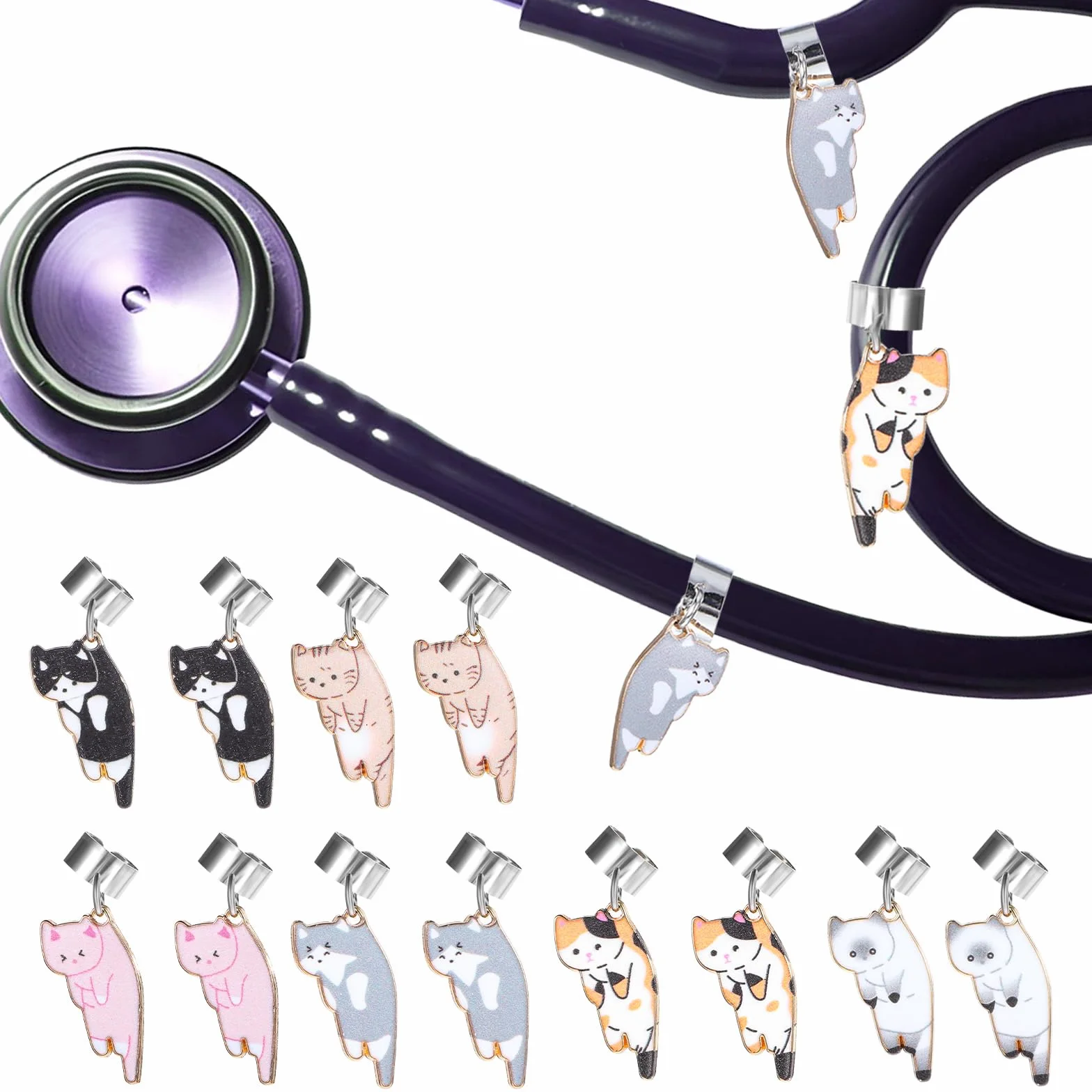 Gjinxi Zawieszka do stetoskopu dla kota, dla pielęgniarki, uroczy, regulowany, stetoskop, akcesoria, pasuje do MDF Littmann, prezent dla lekarza, pielęgniarki, studentów pielęgniarstwa, ukończenia