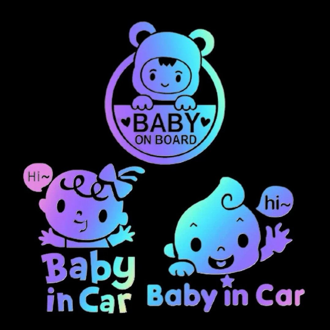 3 szt. Naklejki dla dzieci w samochodzie Baby on Board Sign, naklejki dla dzieci na pokładzie dla dzieci, na pokładzie na zewnątrz trwałe i wodoodporne winylowe tuningowe naklejki samochodowe