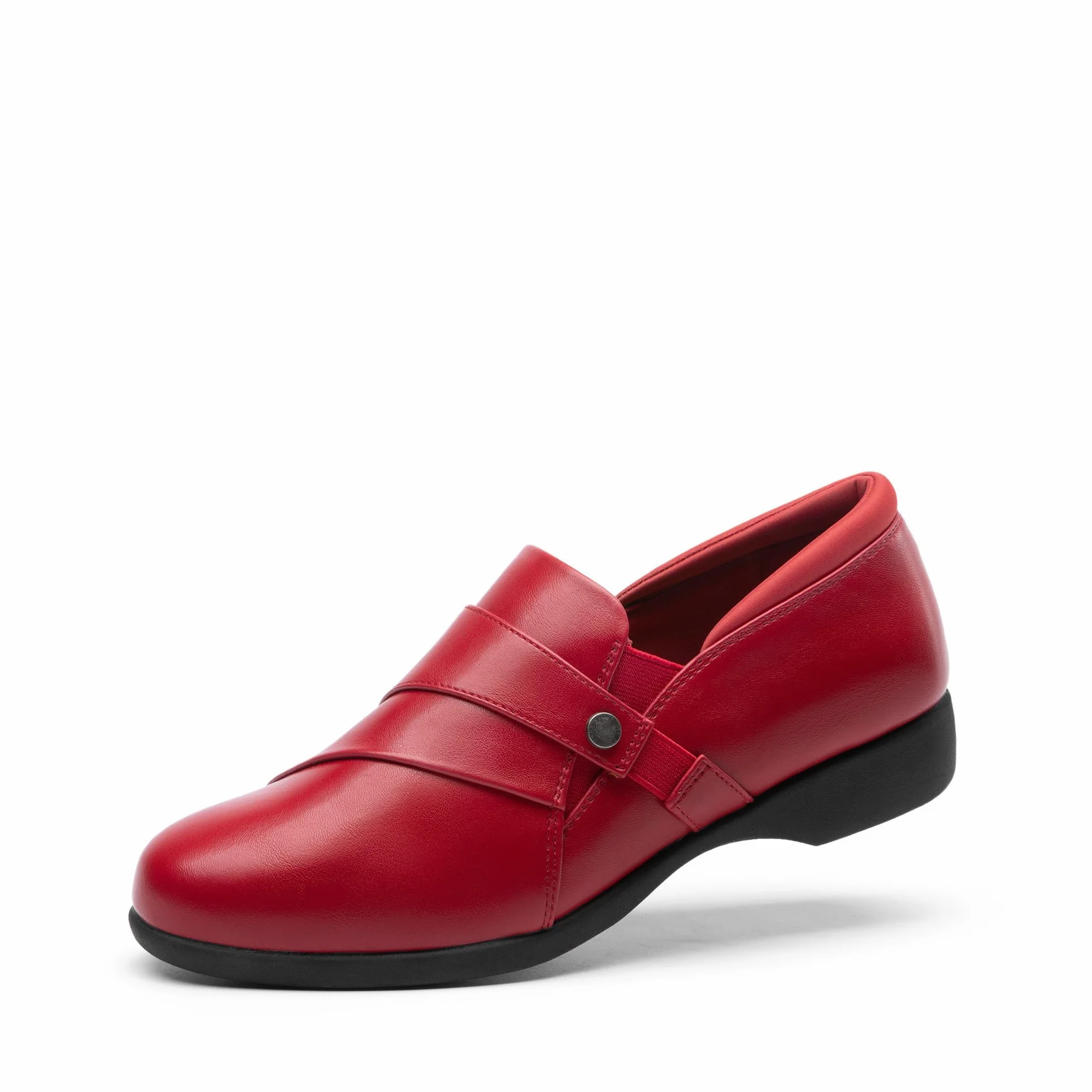 DREAM PAIRS Mokasyny dla kobiet wsuwane Komfortowe eleganckie mokasyny do pracy biurowej Mokasyny biznesowe i casualowe z ekoskórą, okrągły przód z podparciem sklepka, Czerwony, 41 EU