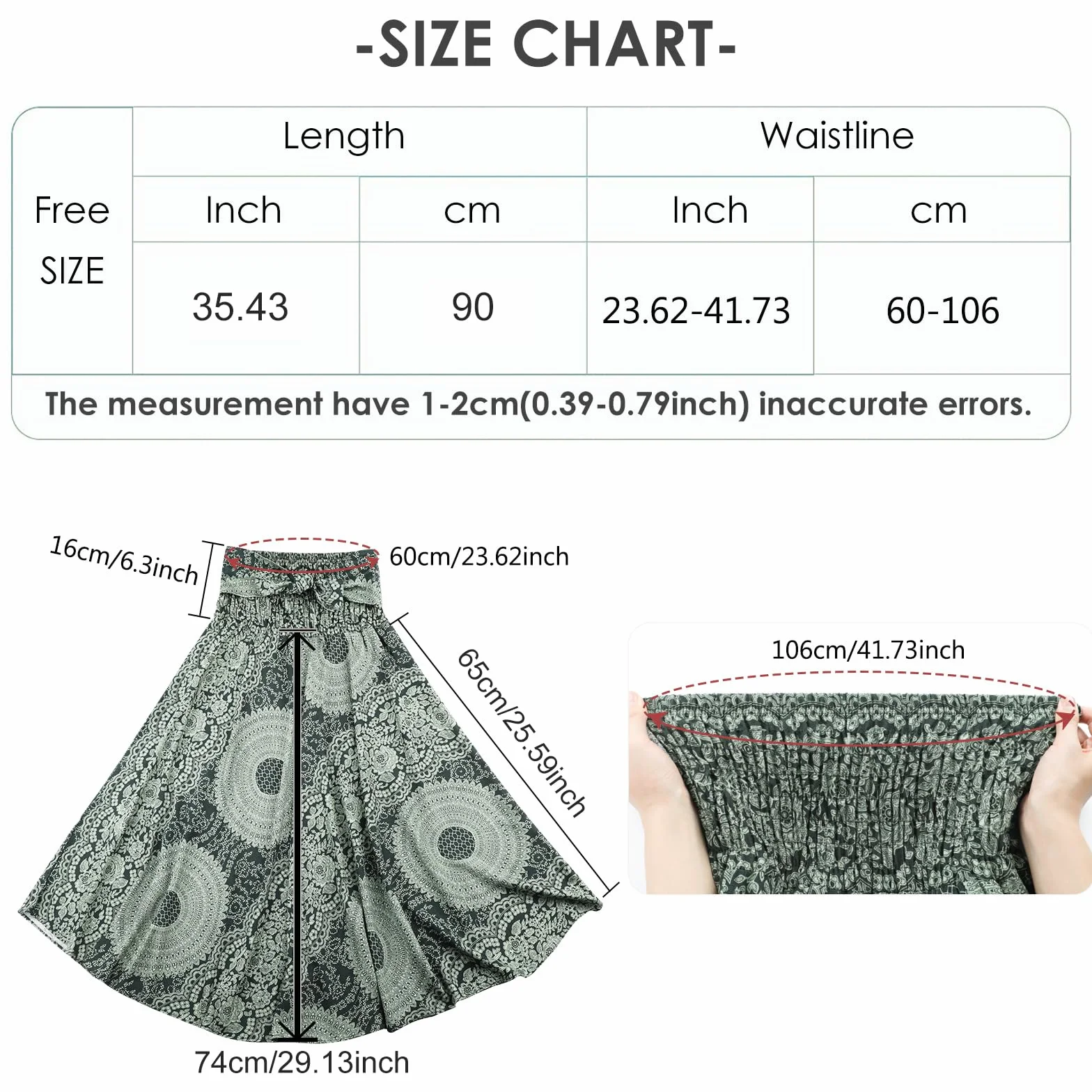 Adigaber Elegancka spódnica maxi 2 w 1 długa sukienka boho do tańca brzucha