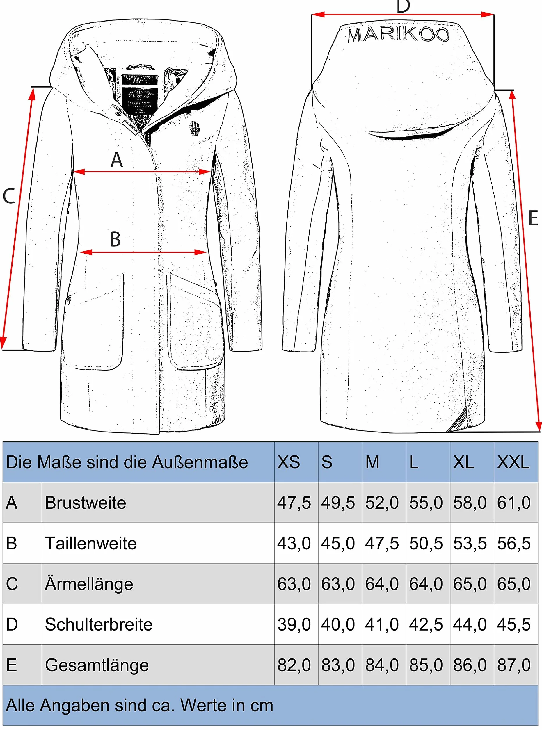 MARIKOO Damski płaszcz wełniany ciepły trencz z kapturem Maikoo XS-5XL