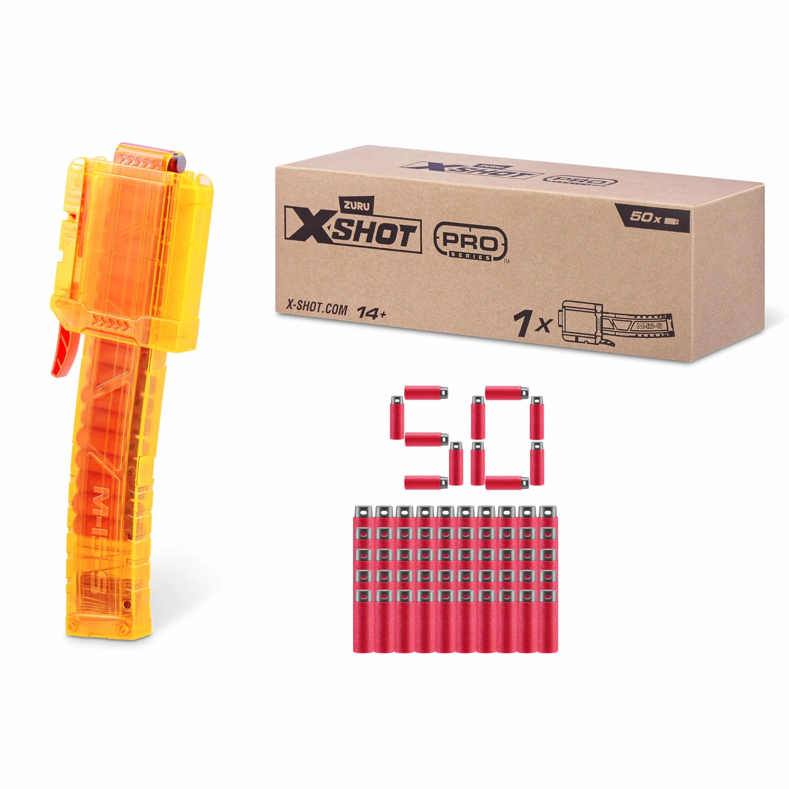 XSHOT Skins Pro Dart Clip i 50 x Pro Darts firmy ZURU, akcesoria do piłek do rzutek z pianki zabawkowej, kompatybilne z główną marką