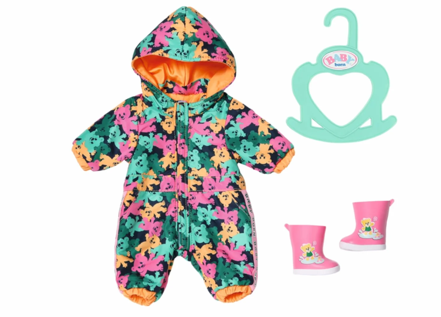 BABY born Little Outdoor Onesie 836323 - Jednoczęściowy kombinezon z pasującymi kaloszami dla lalki 36 cm, łatwy do samodzielnego założenia - odpowiedni dla dzieci od 1 roku życia
