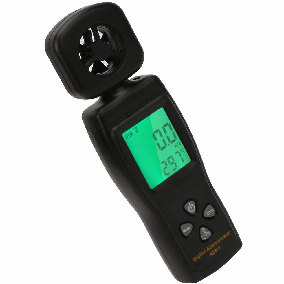 Mini cyfrowy anometr, inteligentny czujnik AS816 0,3-30 m/s tester prędkości wiatru temperatury przepływu powietrza