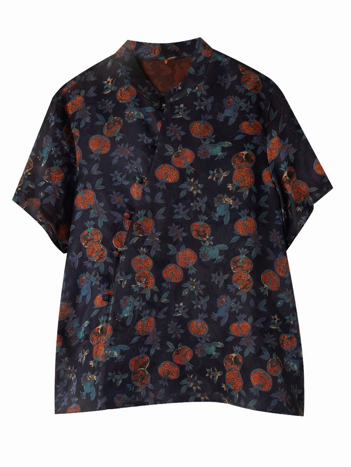 HangErFeng Damska jedwabna bluzka Xiangyunsha Granat Print Top 656