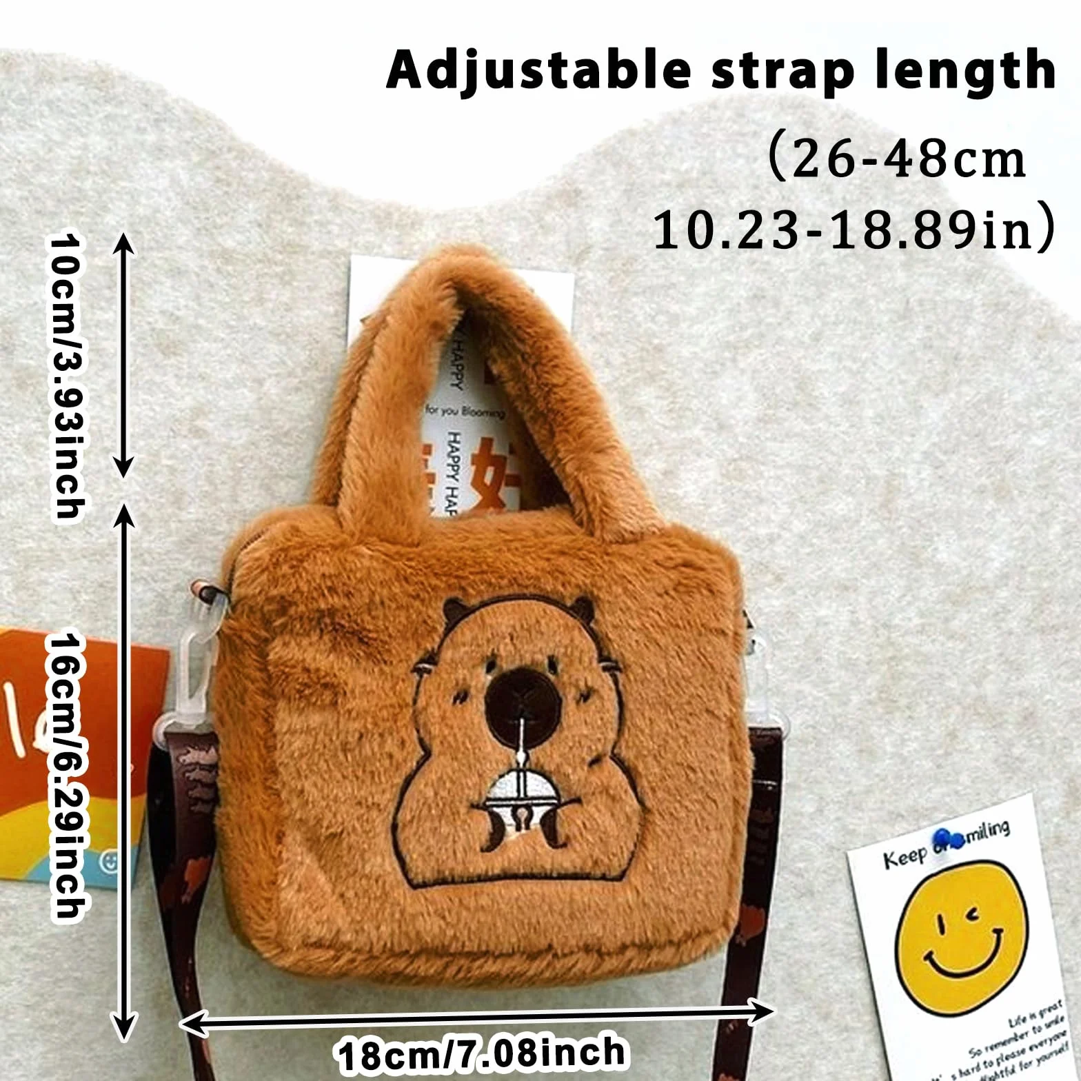 Capybara Pluszowa torebka dziewczęca torba na ramię crossbody 18x16x6 cm