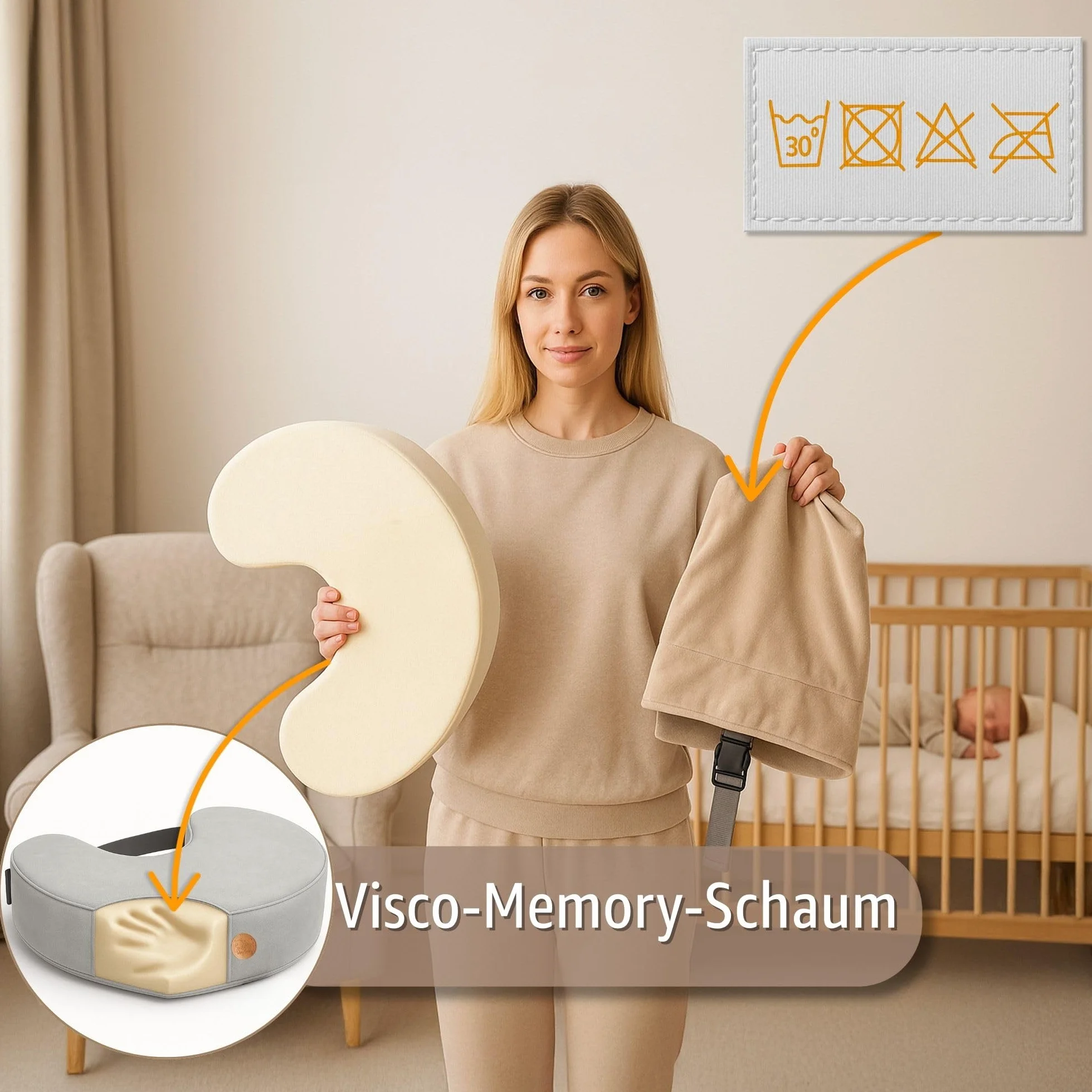 Mała poduszka do karmienia 120 cm - Kompaktowa poduszka do karmienia mała poduszka do karmienia piersią Nursing Breastfeeding Pillow na podróż Sen