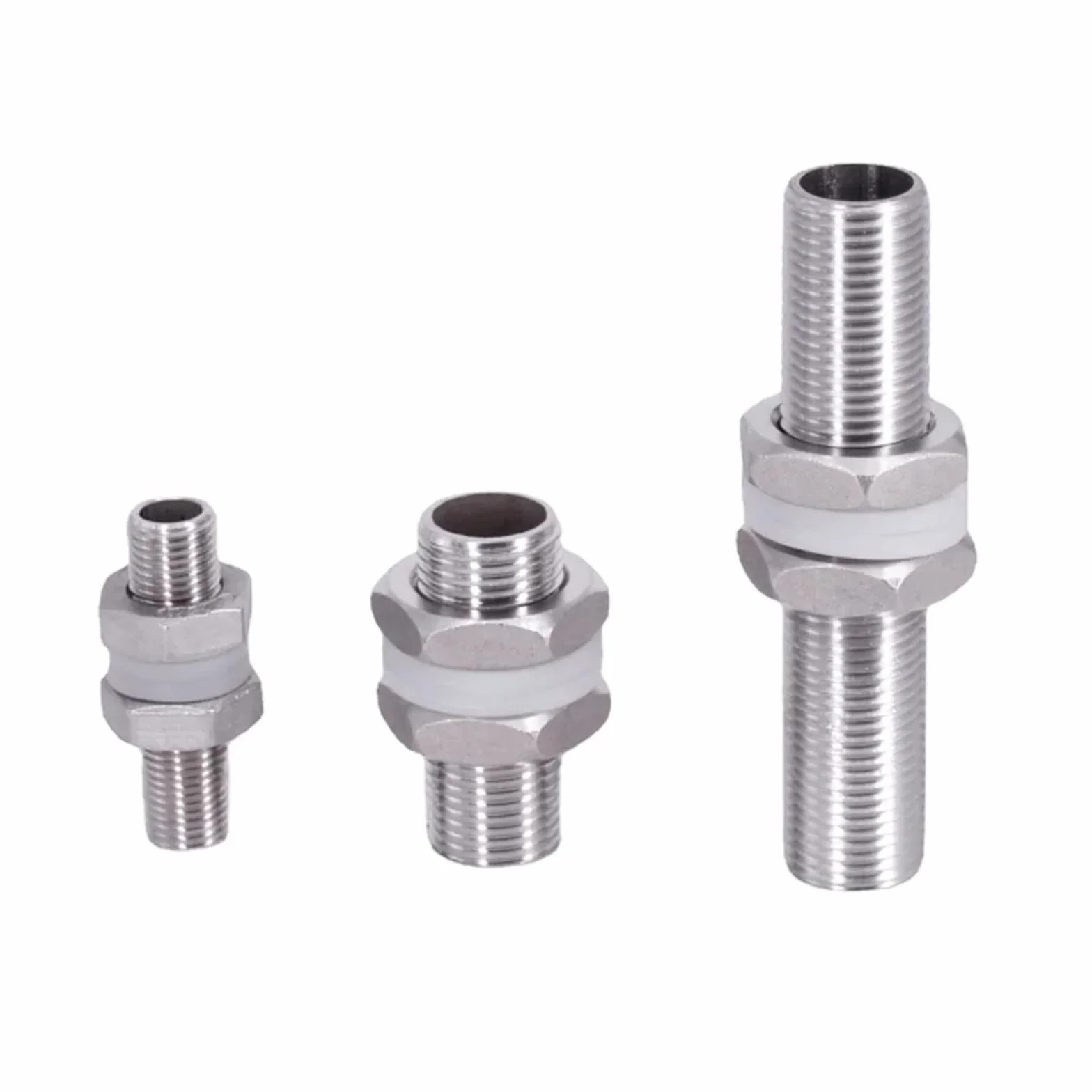 1/2" 30 40 50 60 80 100 120 150mm Stainless Full Thread Bulkhead Lock Pipe Fitting Water Tank(75MM_1/2")