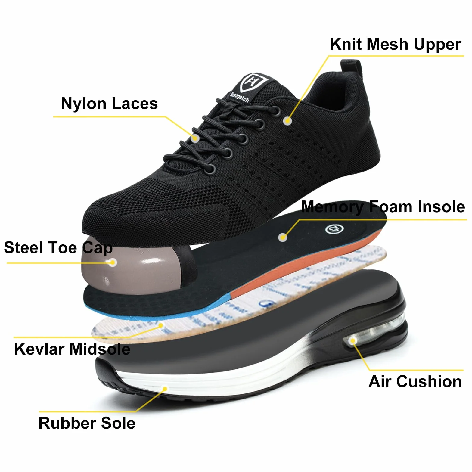 Buty Ochronne Męskie Damskie ze Stalowymi Noskami Safety Shoes Work Steel Toe