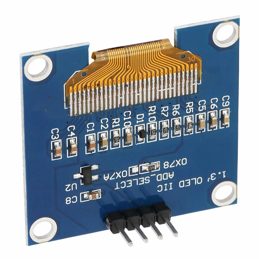 Moduł wyświetlacza OLED 1,3 cala rozdzielczość 128 x 64 4-pinowy I2C SSD1106 do inteligentnych urządzeń MP3 niebieski
