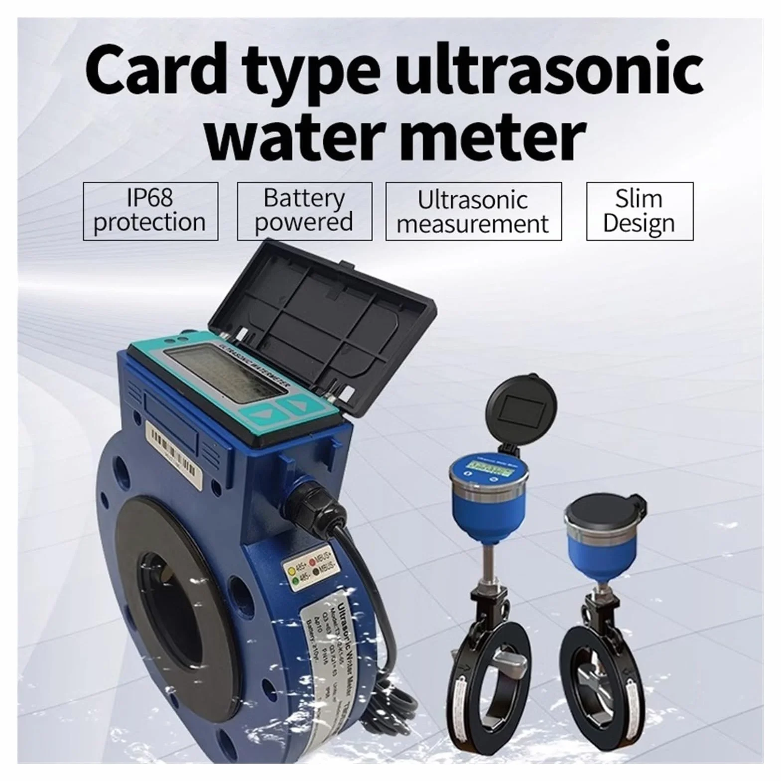 Przepływomierze Ultradźwiękowy wodomierz Złącze kołnierzowe zasilania akumulatorowego, DN50mm DN65 DN80 DN100 IP68 Cyfrowy przepływomierz wody (Color : DN100, Size : 1)