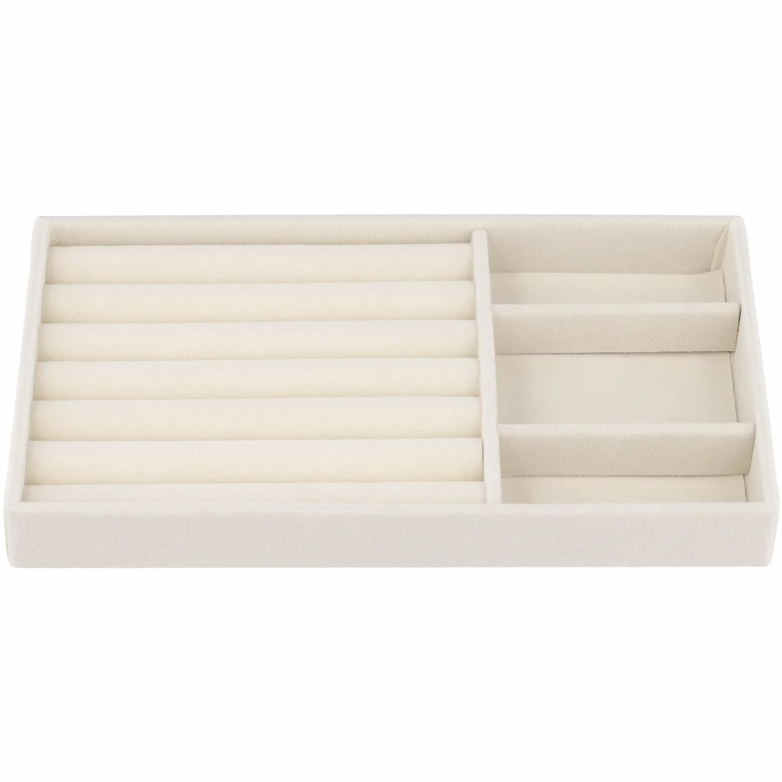 Pudełko organizer na biżuterię 12 tac 21,5x12,5x2,5 cm 6 przegródek beżowe