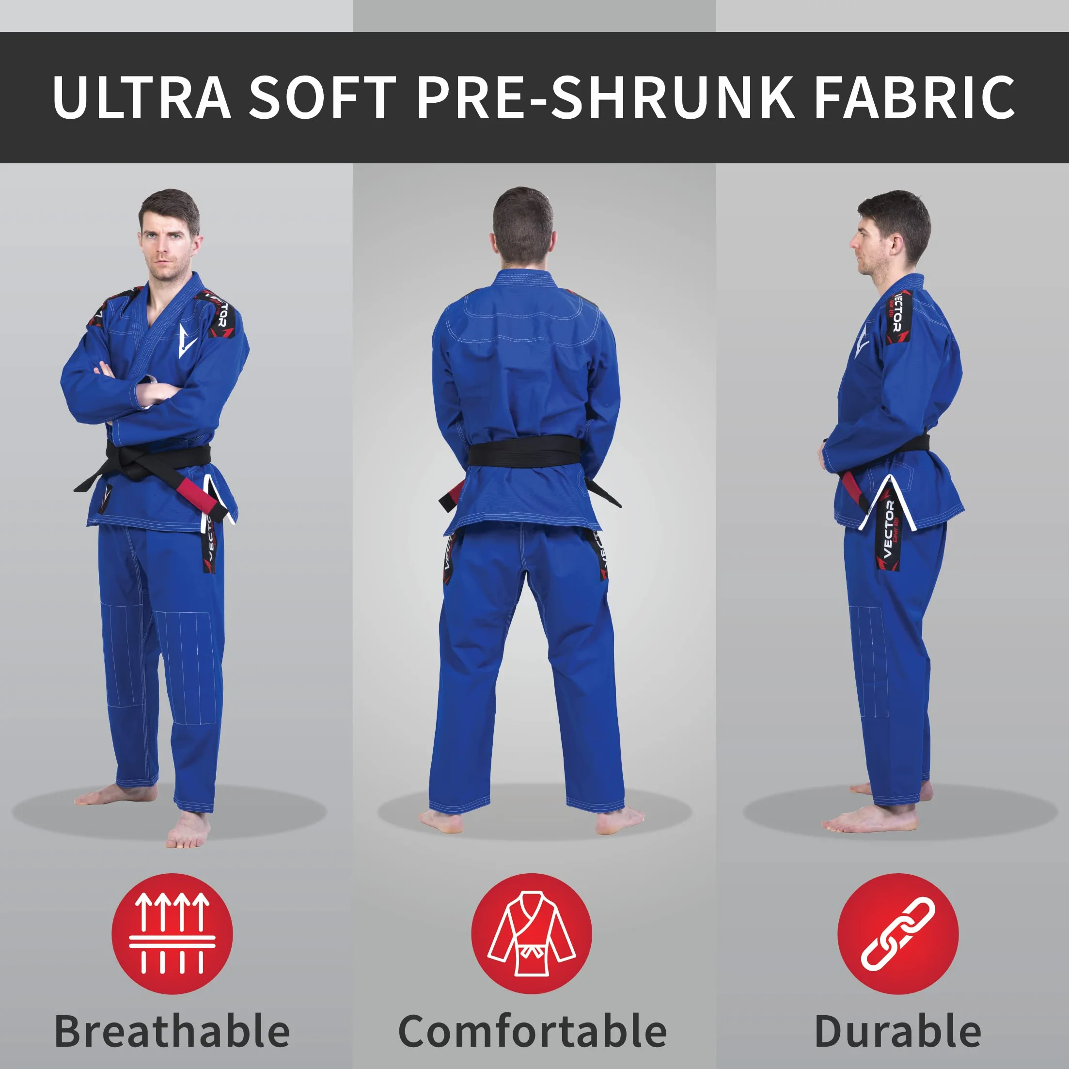 Vector brazylijski Jiu Jitsu BJJ Gi kimono z darmowym biaﾅＺm paskiem, lekki splot perﾅＰwy 100% tkanina baweﾅＯiana