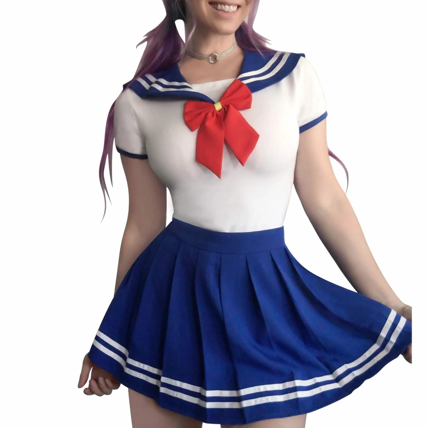 LittleForBig zatrzas w komkroku jednoczęściowy śpioszki-Cosplay magiczny dziewczęcy Sukienka Sailor Zestaw spódnicy onesie mundurowej Błękit marynarski XS
