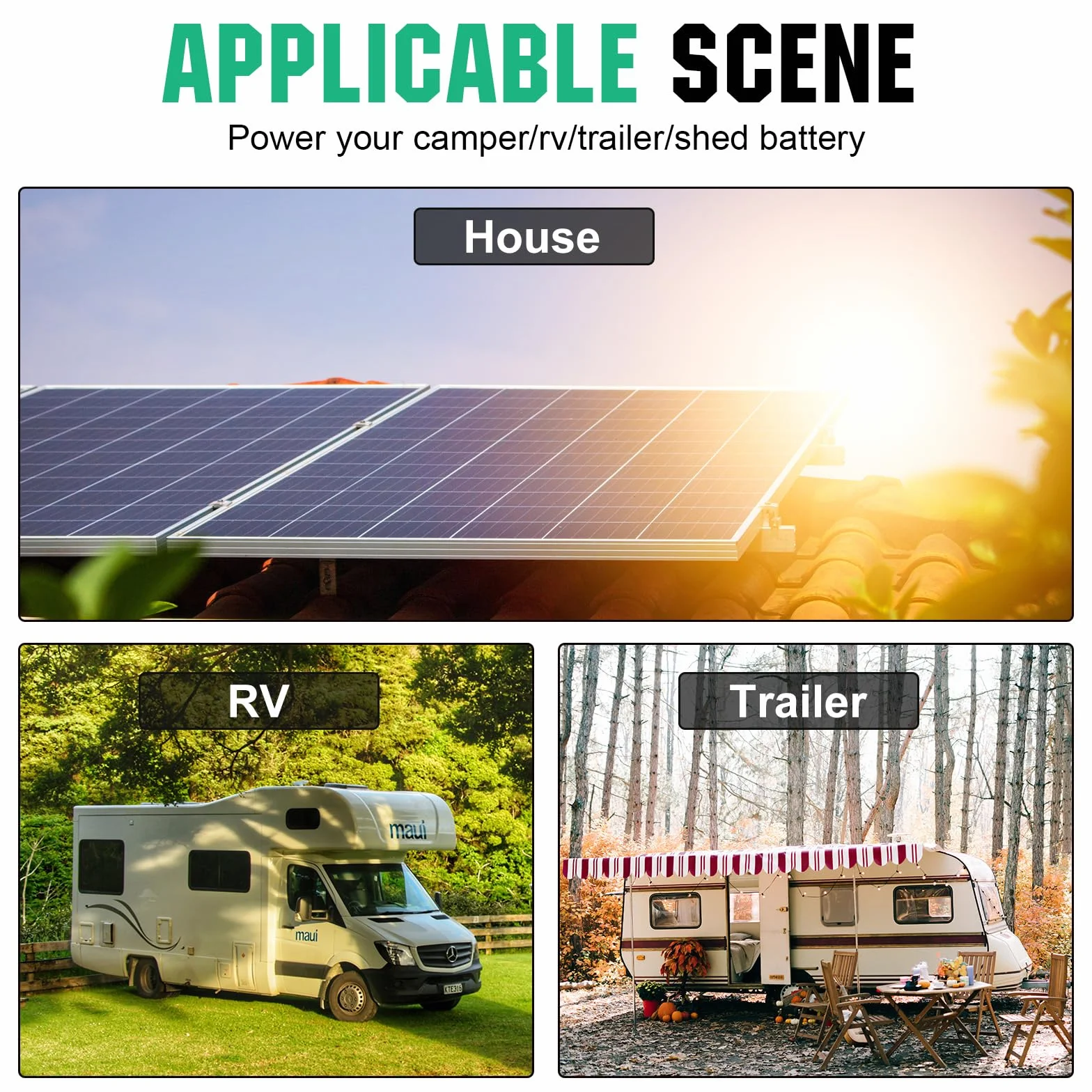 ECO-WORTHY Monokrystaliczny panel słoneczny, ogniwo słoneczne 240 W, zawiera moduł solarny 12 V + regulator ładowania 30 A + kabel 5 m + klamry do kamperów