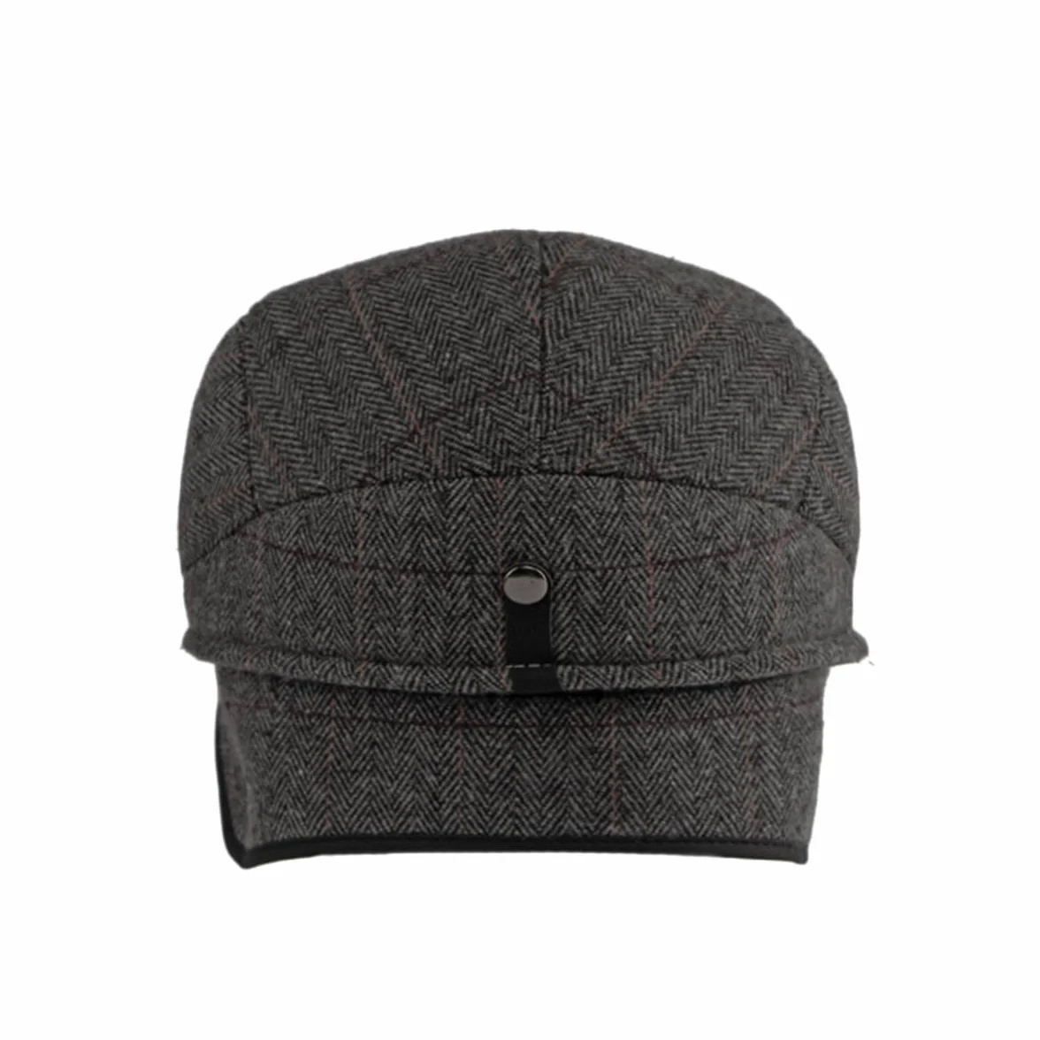 YAMEE Beret zimowa męska ze składaną klapką na uszy wiatroszczelna retro czapka z suwakiem Cabbie Cap