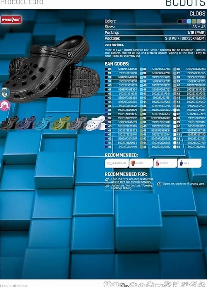 REIS BCDOTS Klapki Robocze Ochronne Ogrodowe Granatowy Rozmiar 43