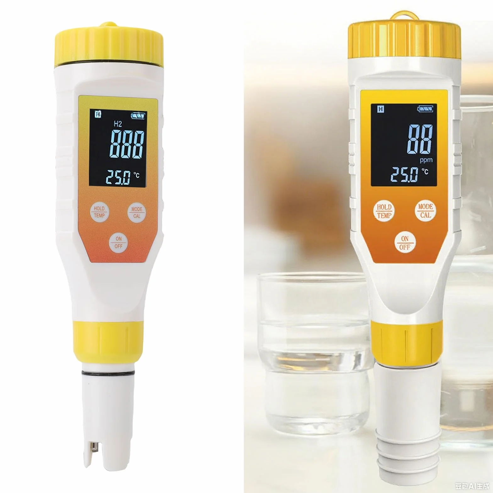 Tnfeeon Tester Wody Wodoru, Miernik PH 7 w 1 H2/TDS/EC/ORP/SALT/TEMP z Podświetleniem ATC, Tester Wodorowy dla Filtrowanej Wody, Miernik TDS dla Soku, Kawy, roślin.