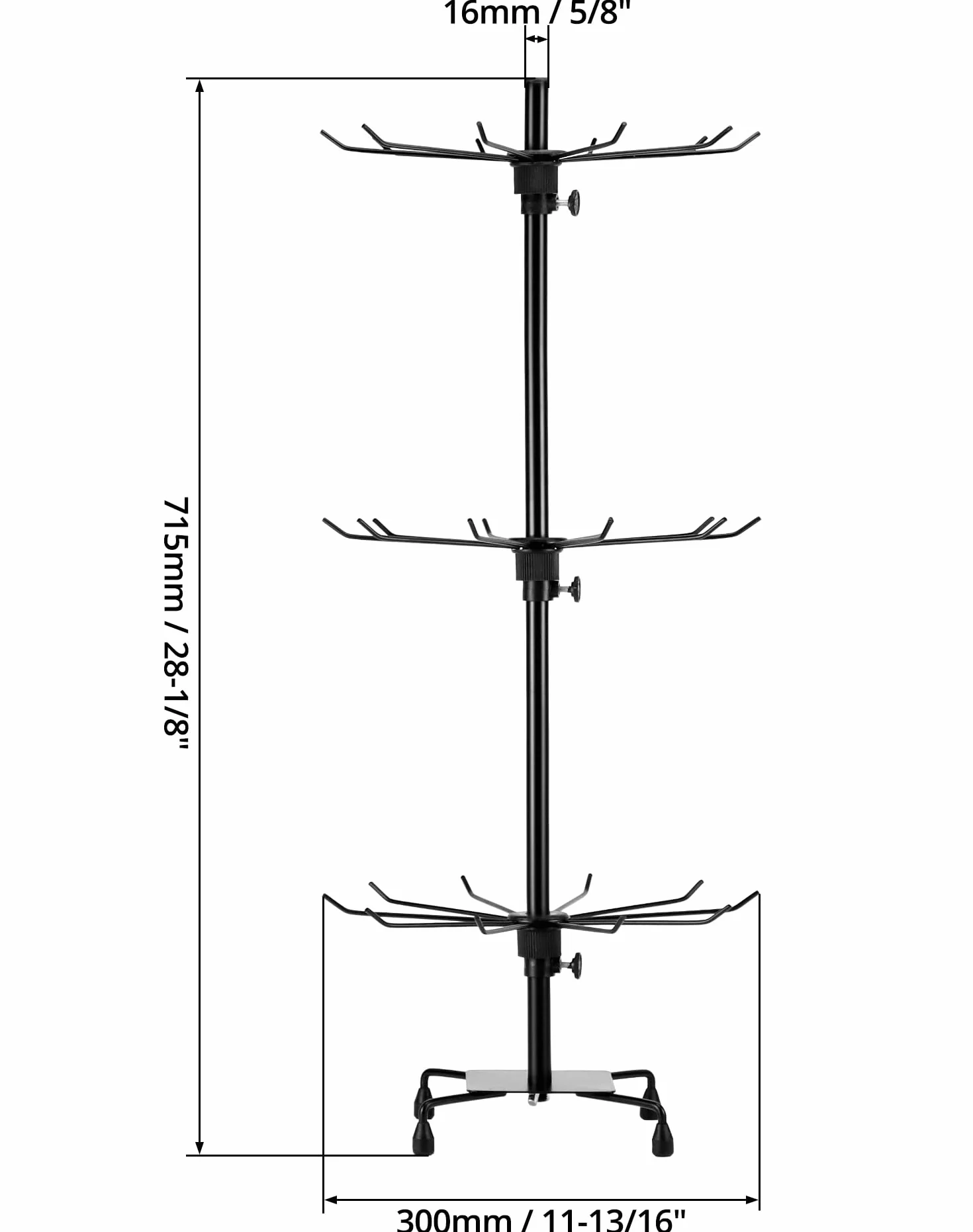QWORK® 3-poziomowy, czarny, metalowy stojak obrotowy, idealny do ekspozycji biżuterii i akcesoriów