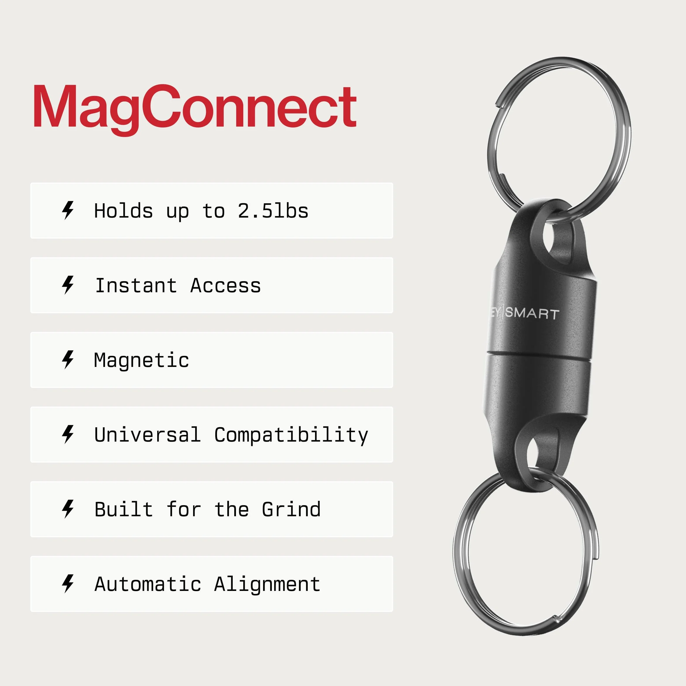 KeySmart MagConnect Magnetyczny brelok do szybkiego mocowania klucza do torby i paska