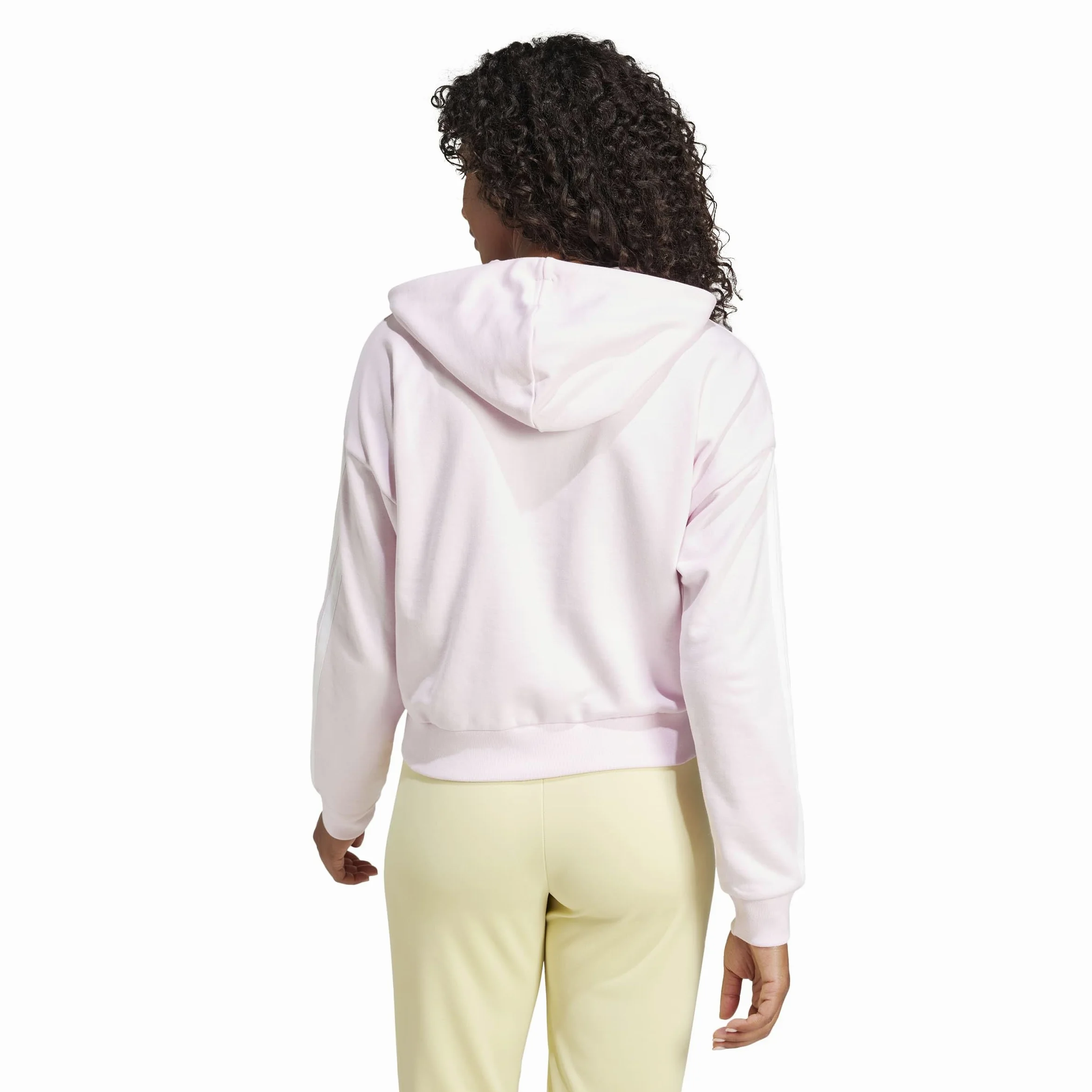 adidas Kobiety ESSENTIALS 3-STRIPES FRENCH TERRY FULL ZIP HOODIE, Clear Pink/White, S