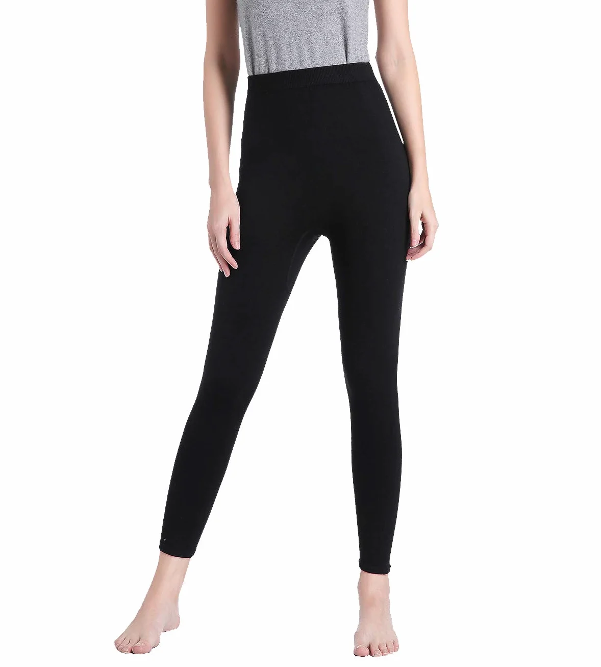 ZHILI Damskie miękkie legginsy damskie spodnie 4 kolory wełniane robaki długie legginsy, Black, L